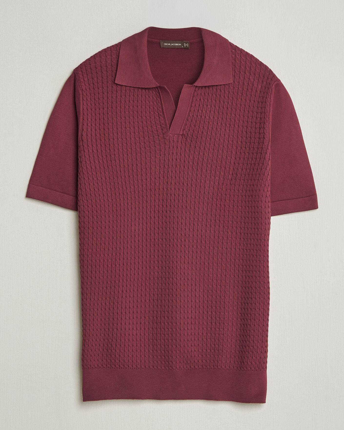 Heren | Polo's | Oscar Jacobson | Alf Structured Cotton Polo Wine Red