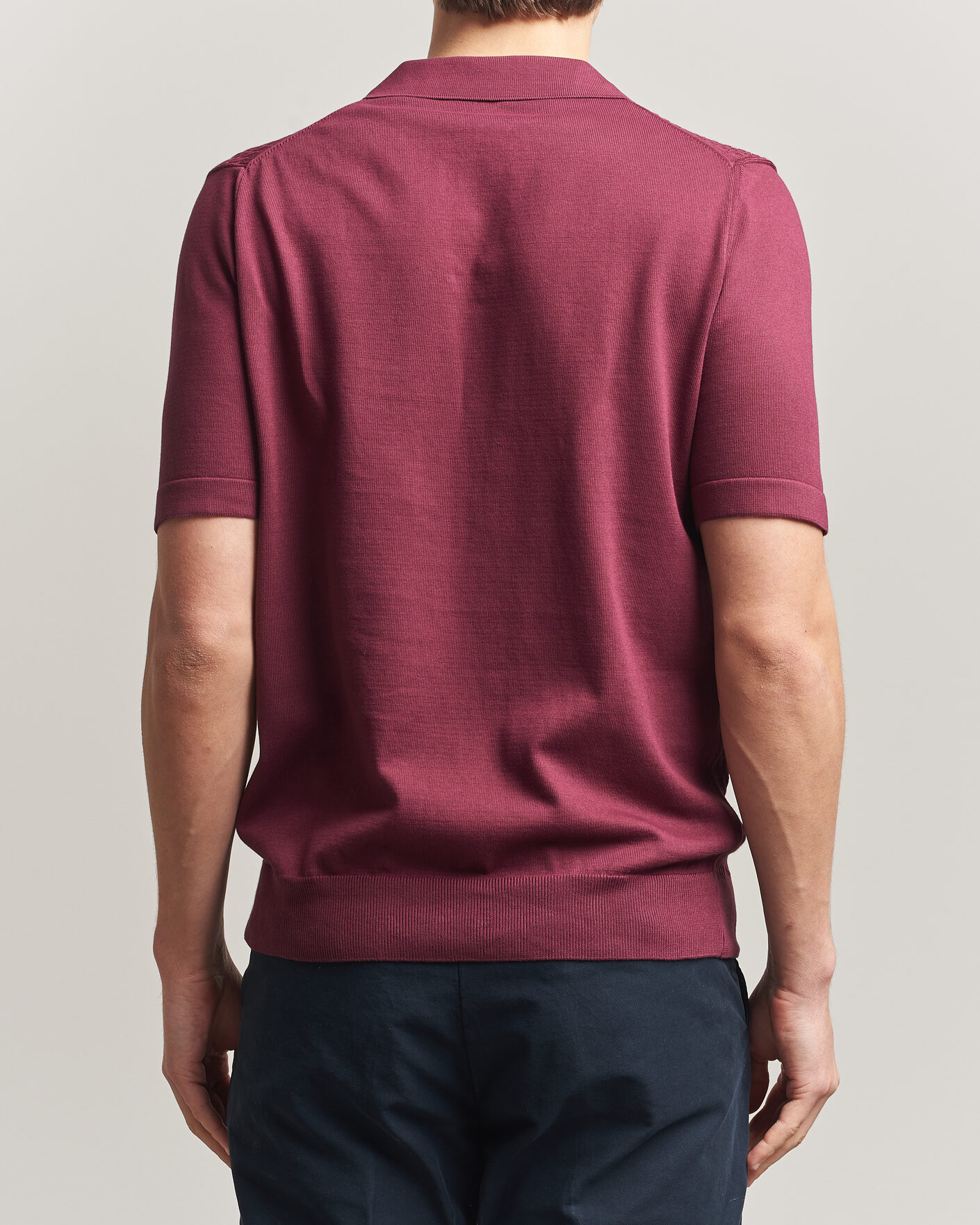 Heren | Polo's | Oscar Jacobson | Alf Structured Cotton Polo Wine Red