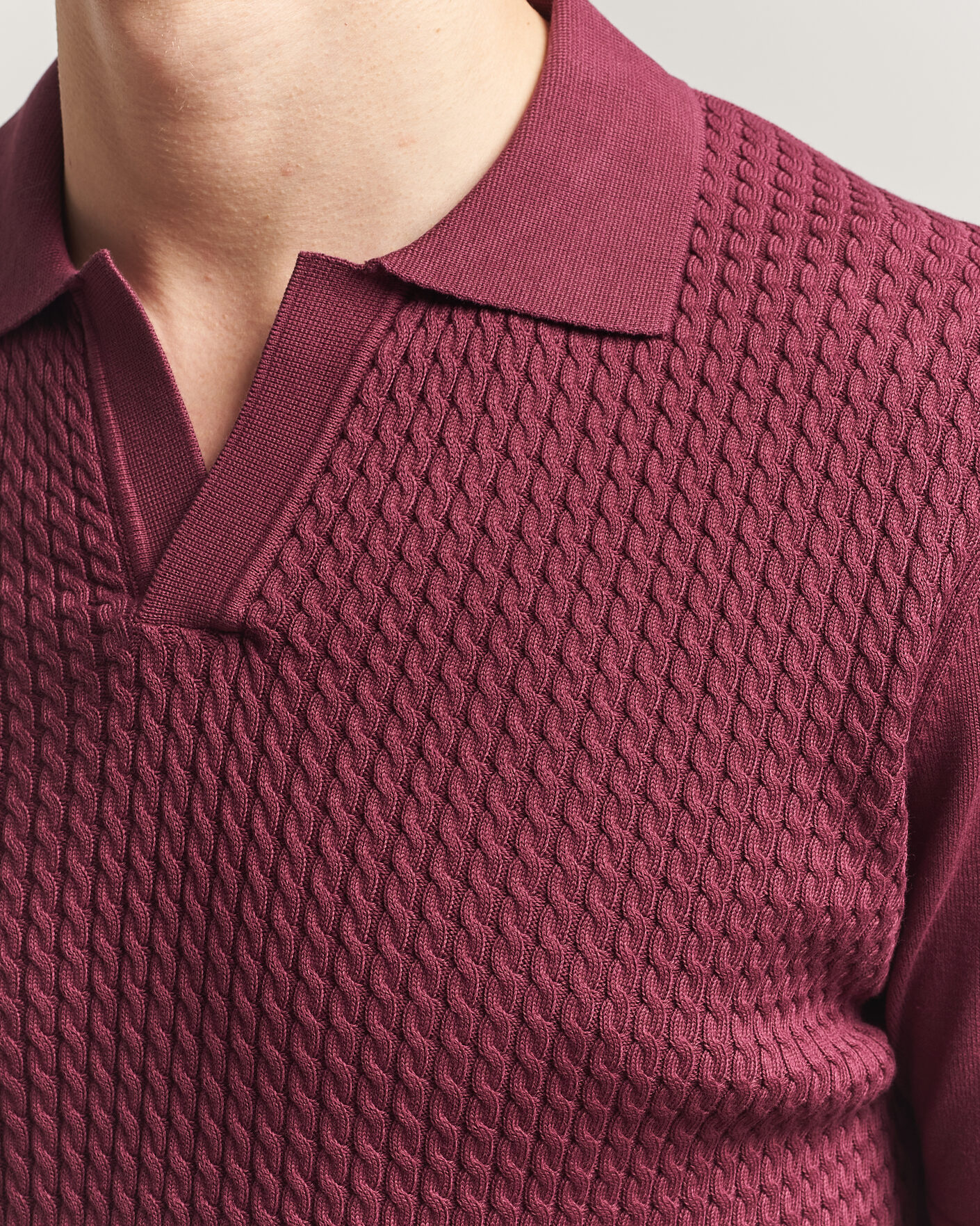 Heren | Polo's | Oscar Jacobson | Alf Structured Cotton Polo Wine Red
