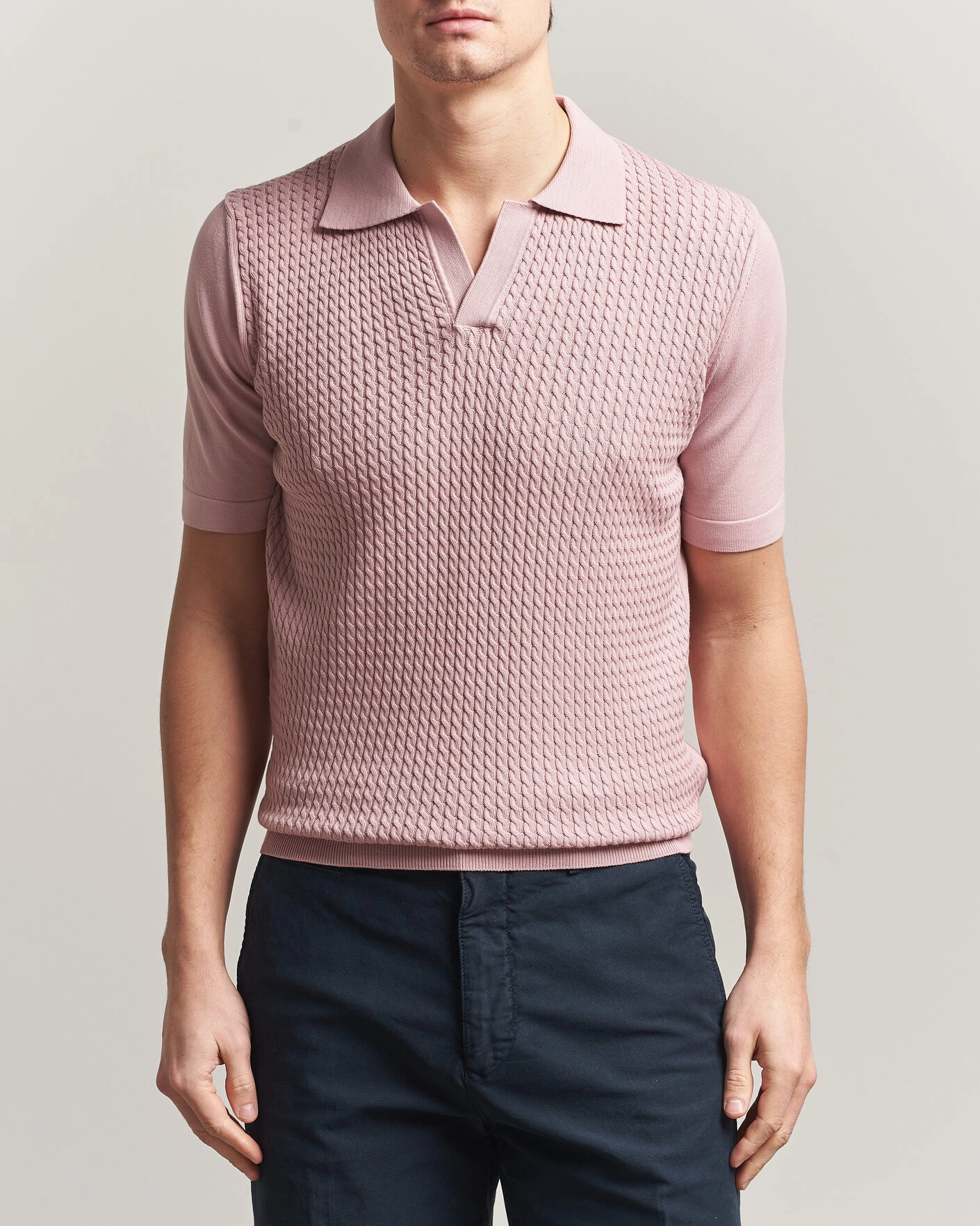 Heren | Polo's | Oscar Jacobson | Alf Structured Cotton Polo Pink