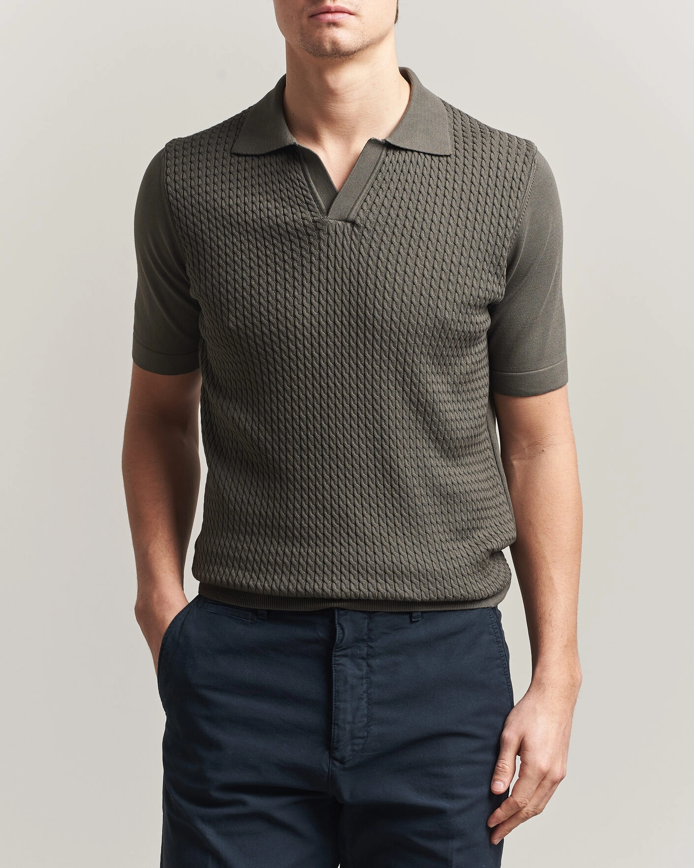 Heren | Polo's | Oscar Jacobson | Alf Structured Cotton Polo Green