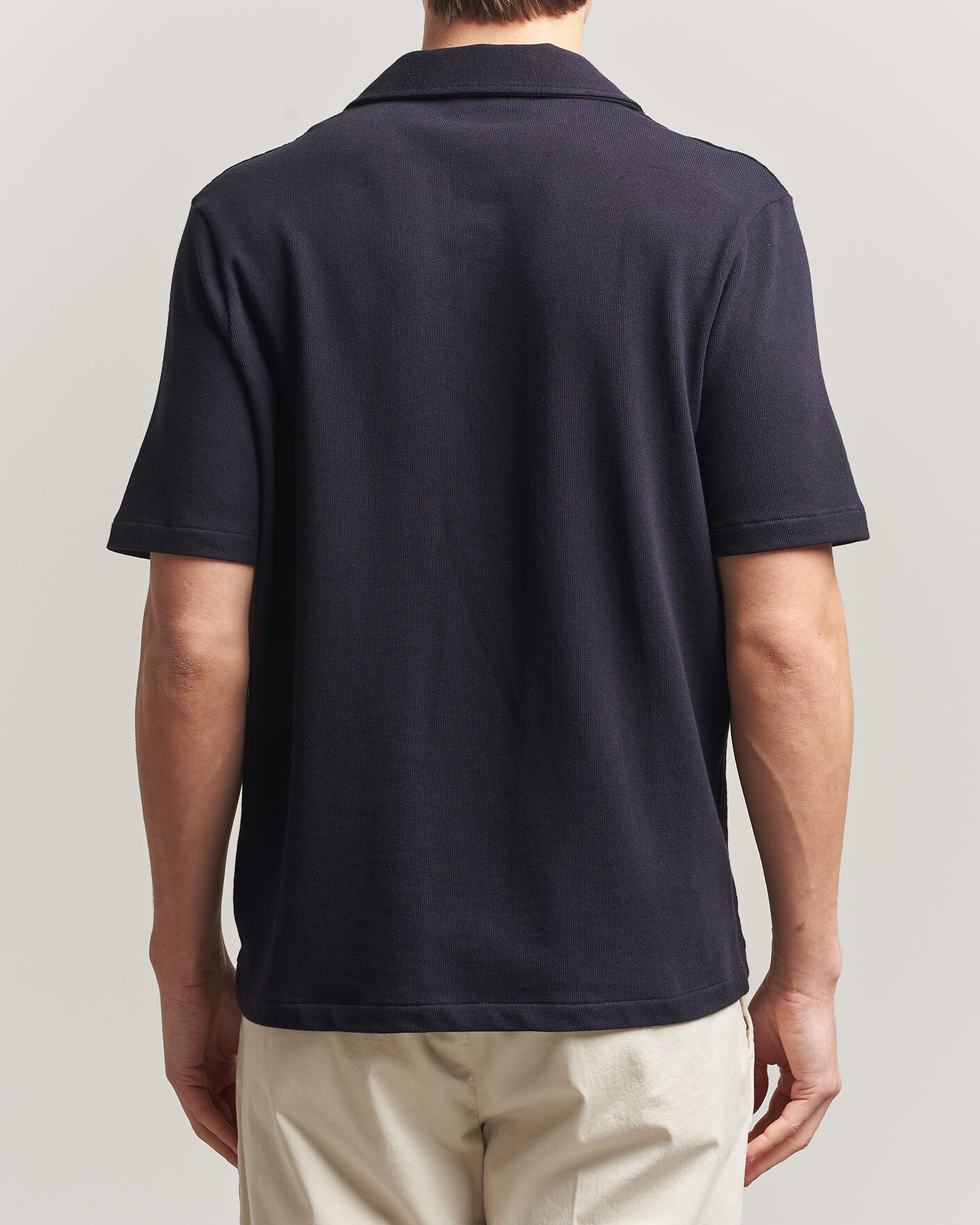 Homme | Chemises | Oscar Jacobson | Kirk Knitted Short Sleeve Shirt Navy
