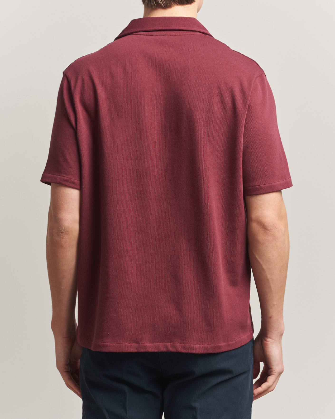 Heren | Overhemden | Oscar Jacobson | Kirk Knitted Short Sleeve Shirt Wine Red