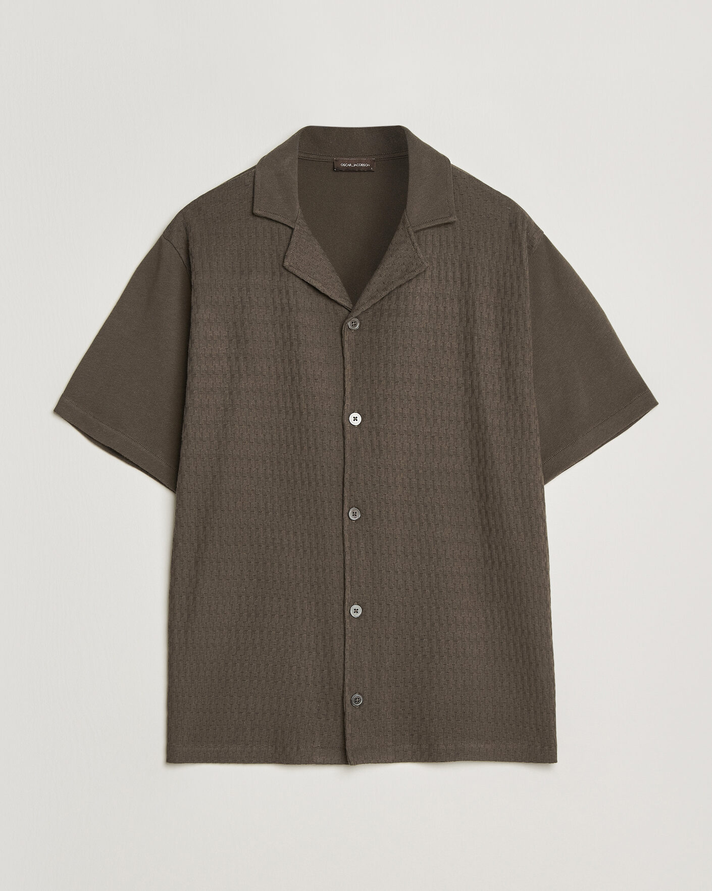 Heren | Overhemden | Oscar Jacobson | Kirk Knitted Short Sleeve Shirt Green