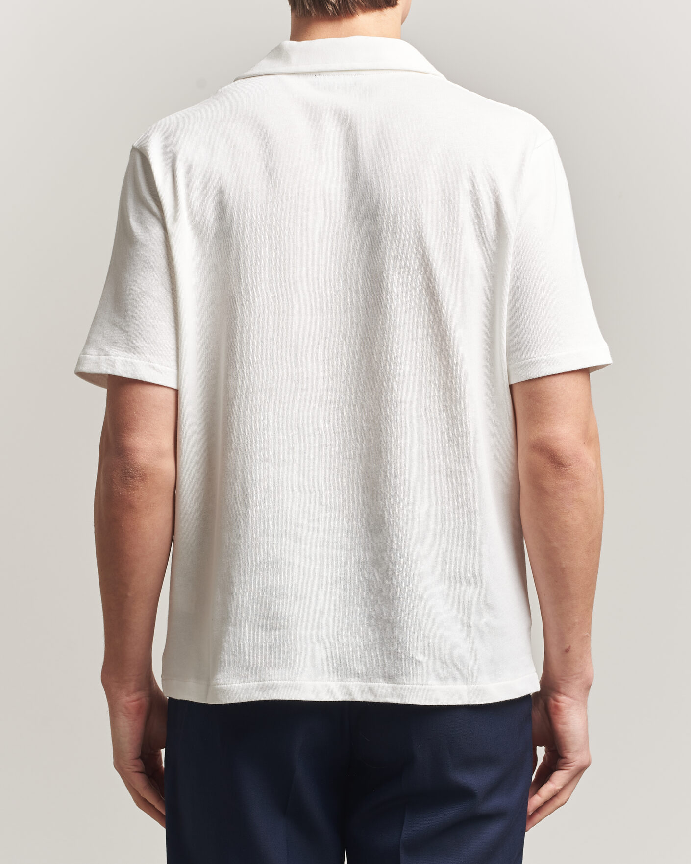 Homme | Chemises | Oscar Jacobson | Kirk Knitted Short Sleeve Shirt Snow White