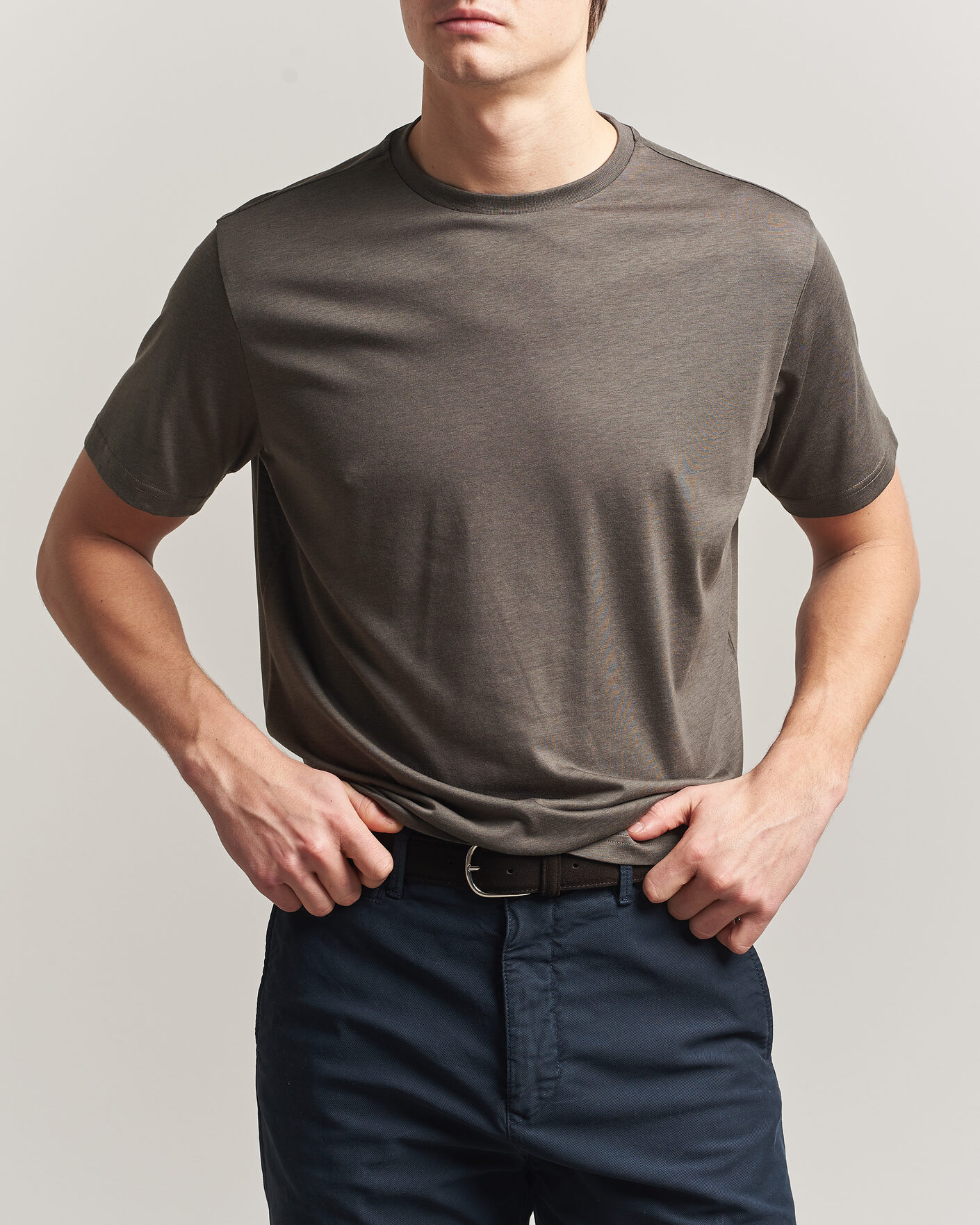 Heren | T-shirts | Oscar Jacobson | Kim Lyocel/Cotton T-Shirt Green