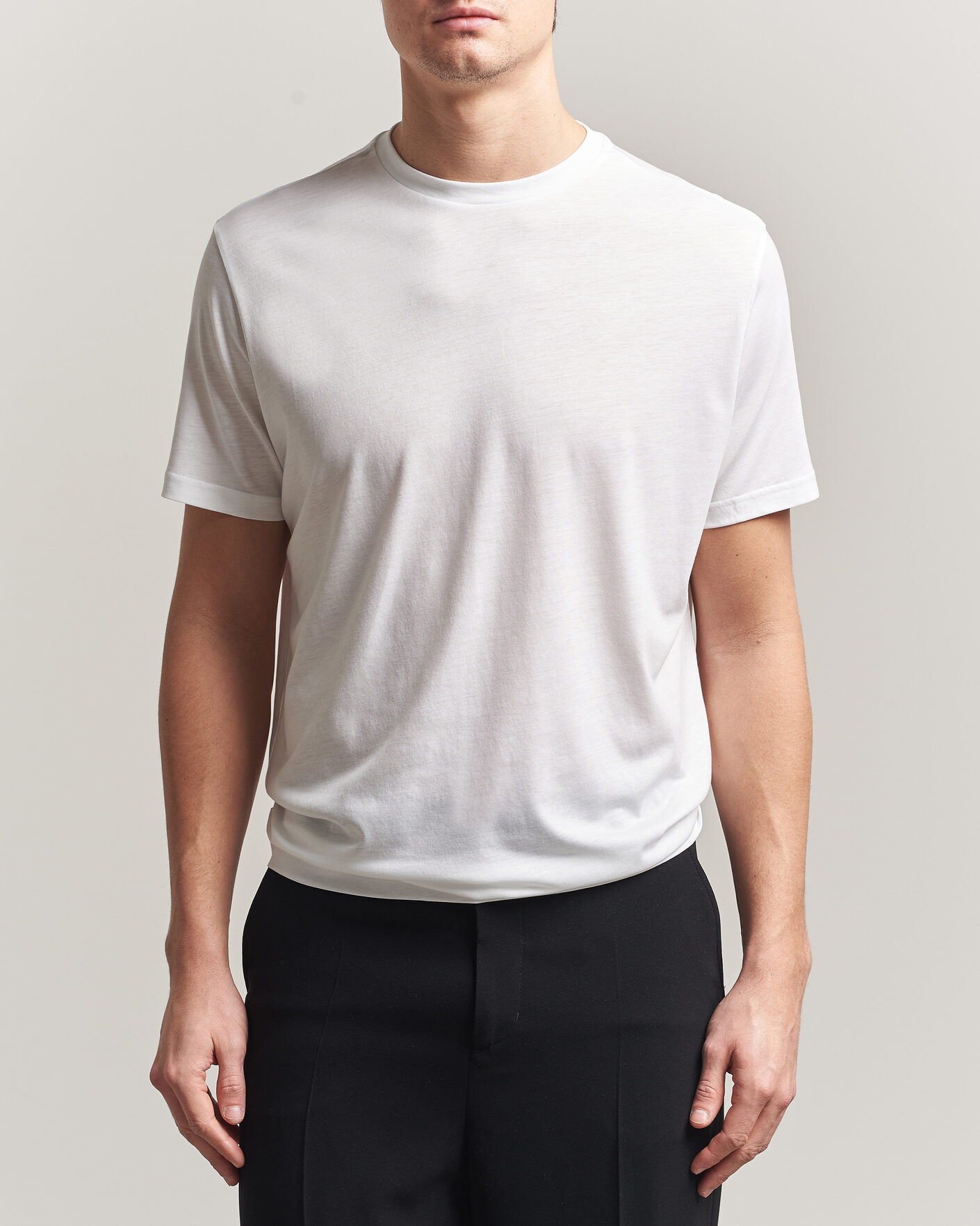 Homme | T-shirts | Oscar Jacobson | Kim Lyocel/Cotton T-Shirt White