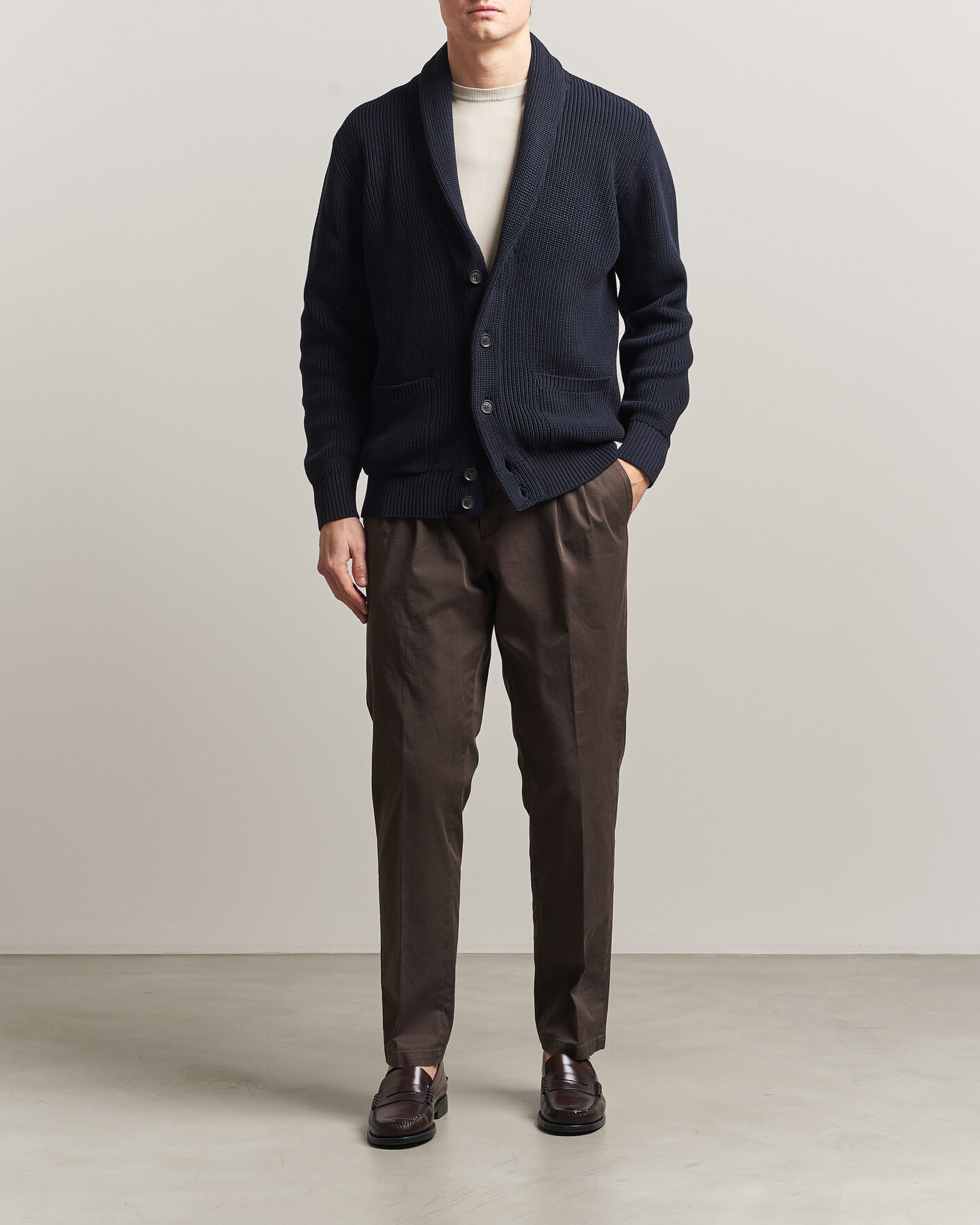 Heren | Truien | Oscar Jacobson | Roland Knitted Cotton Cardigan Navy