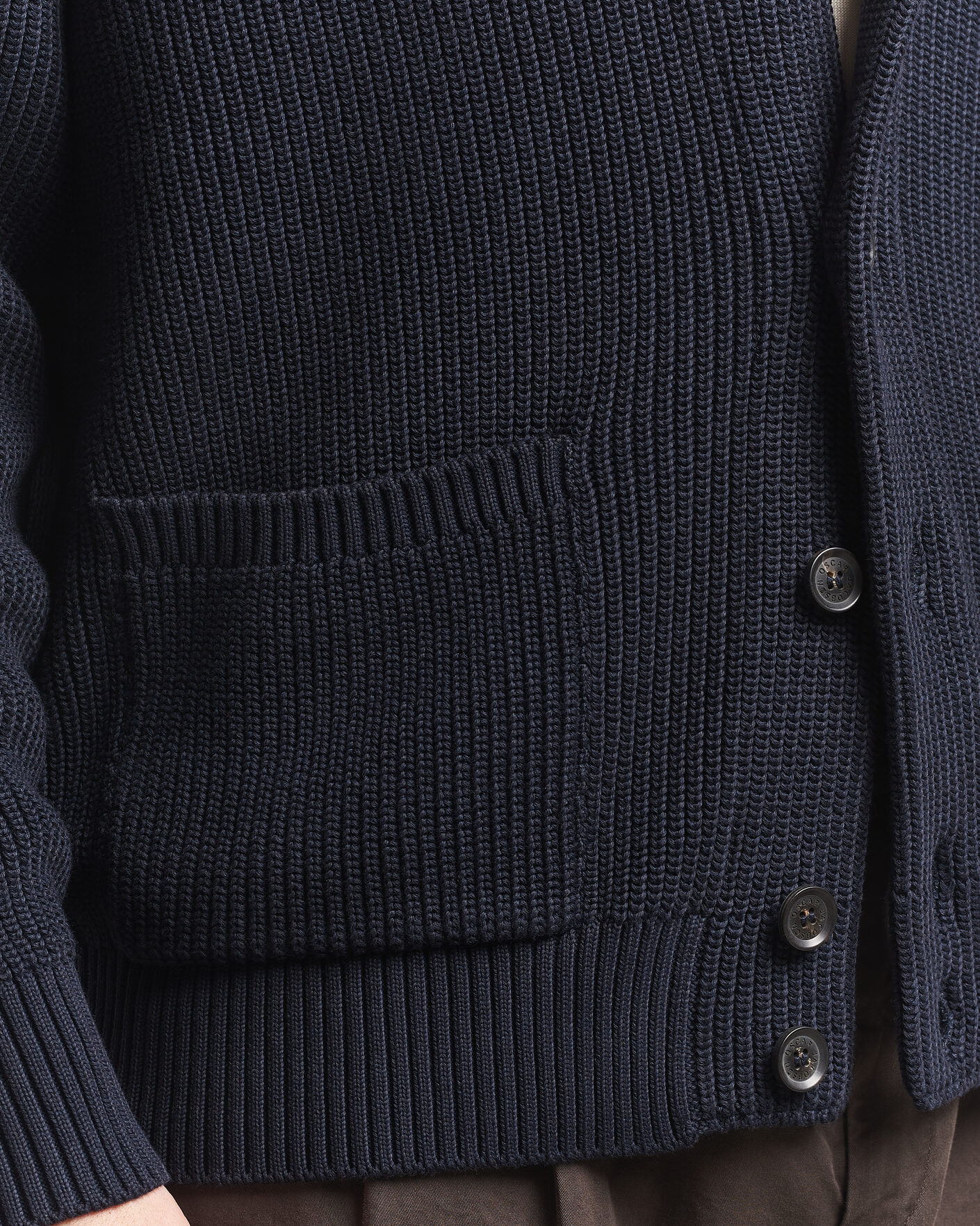 Homme | Pulls Et Tricots | Oscar Jacobson | Roland Knitted Cotton Cardigan Navy