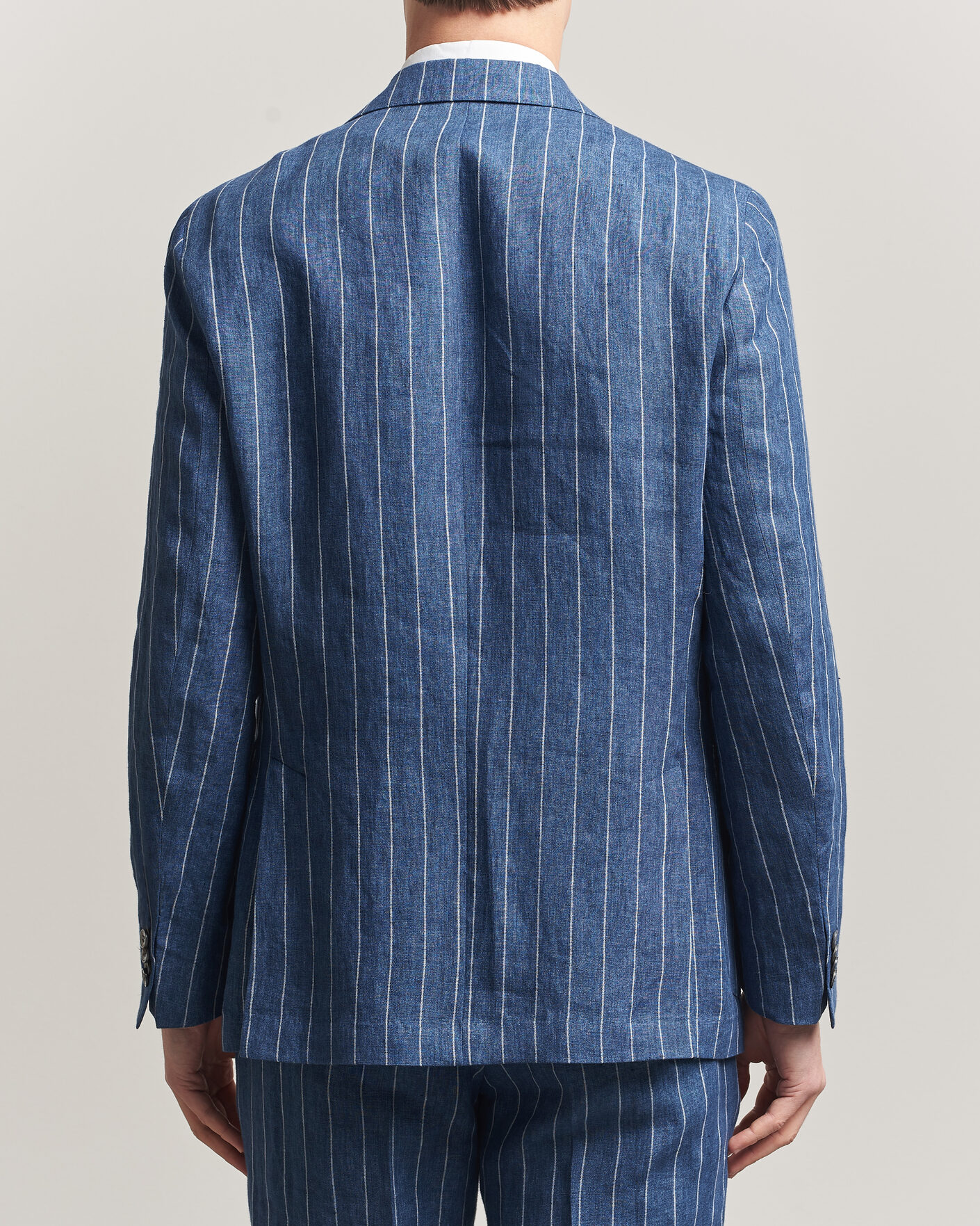 Heren | Blazers | Oscar Jacobson | Farrys Patch Striped Linen Blazer Blue
