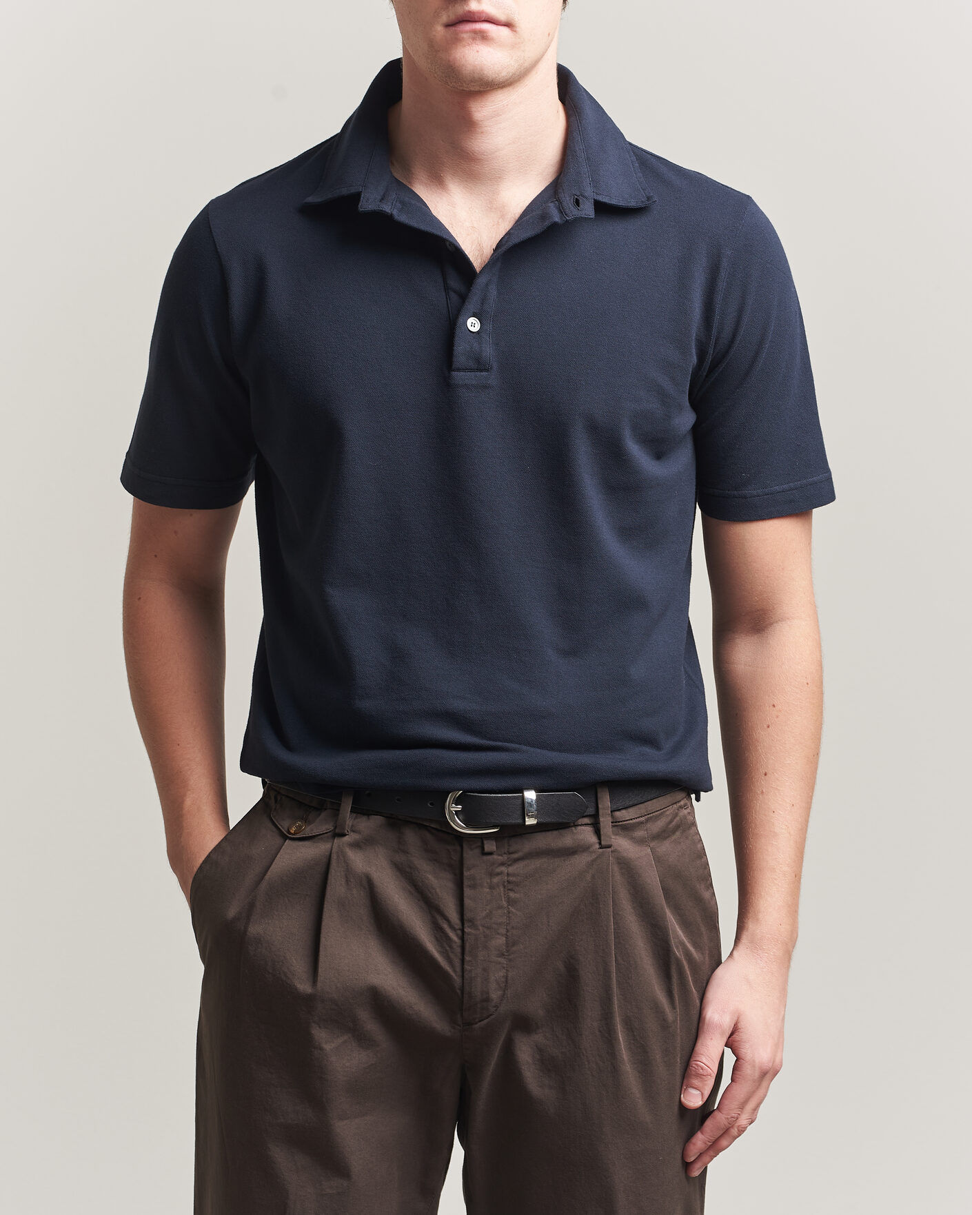 Heren | Polo's | Zanone | Soft Cotton Piquet Polo Navy