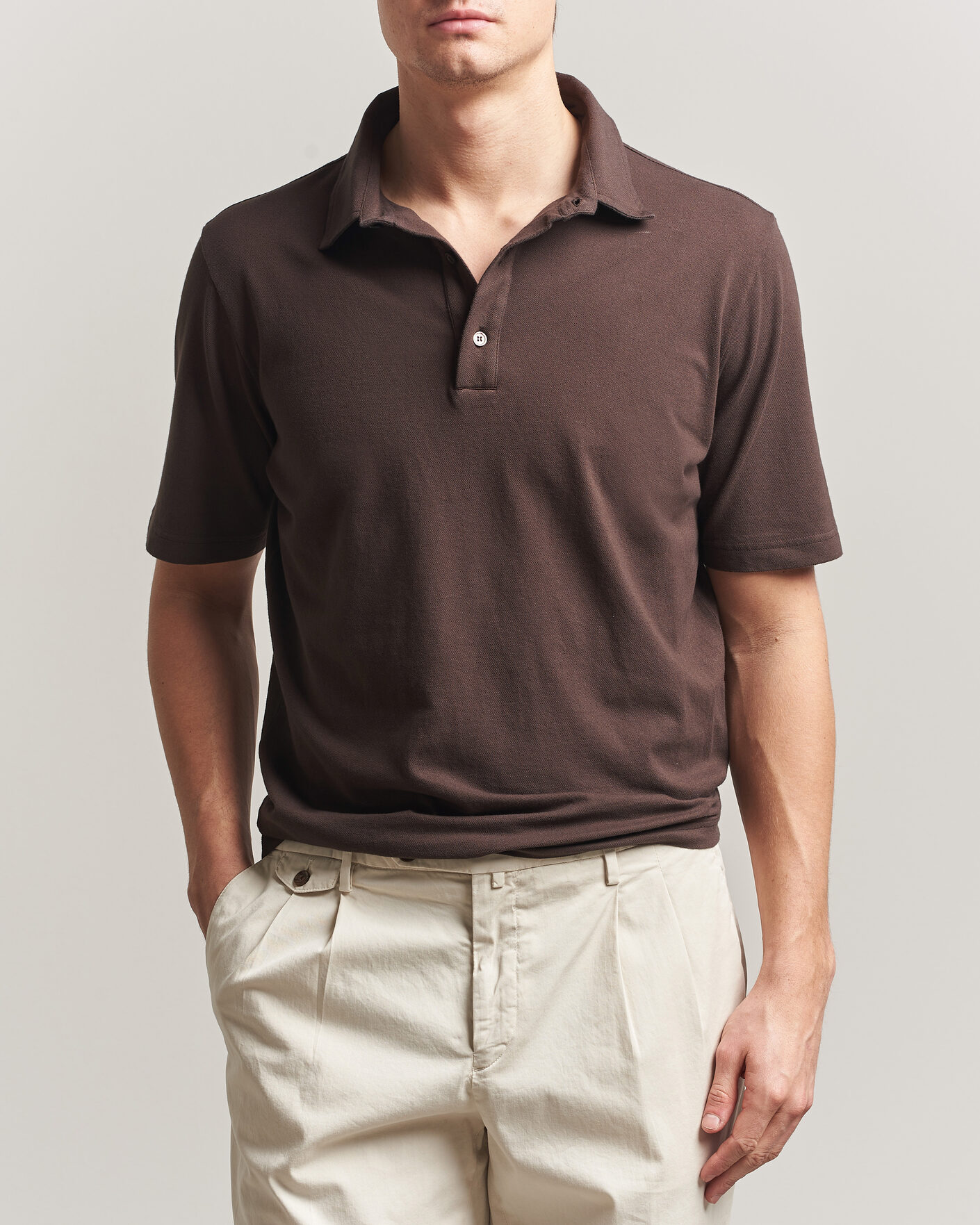 Heren | Polo's | Zanone | Soft Cotton Piquet Polo Chocolate
