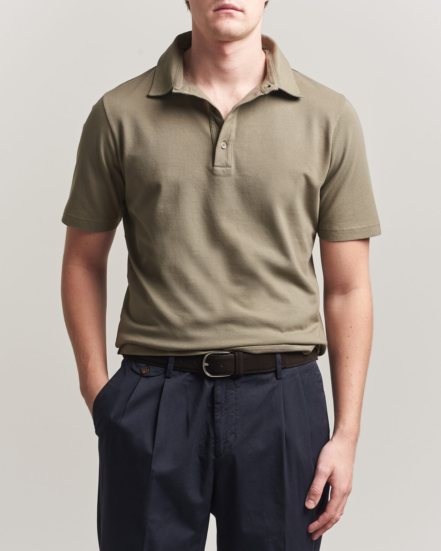 Homme | Polos | Zanone | Soft Cotton Piquet Polo Taupe