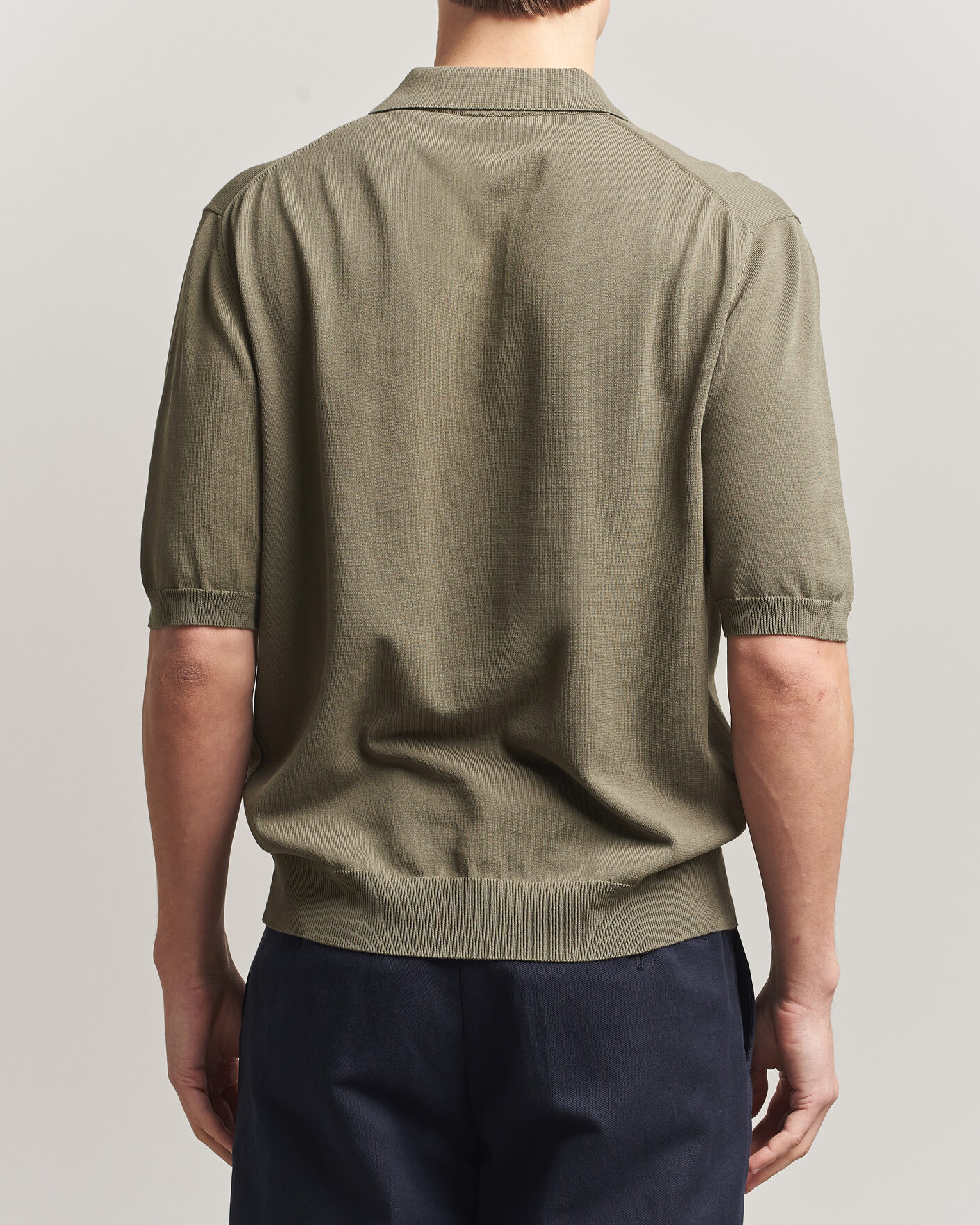 Homme | Polos | Zanone | Knitted Cotton Polo Olive