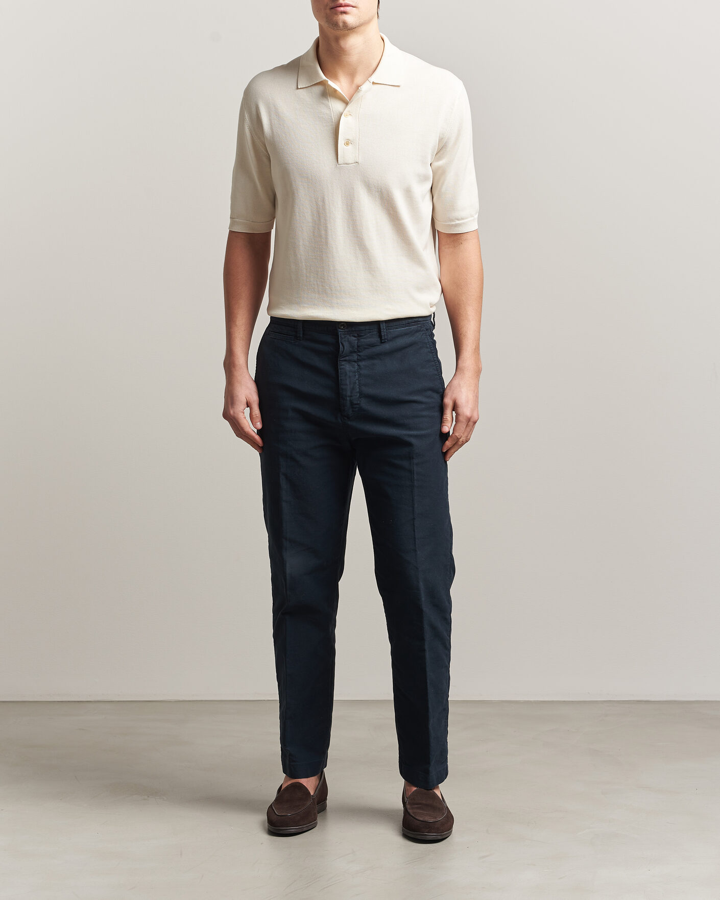 Heren | Polo's | Zanone | Knitted Cotton Polo Off White