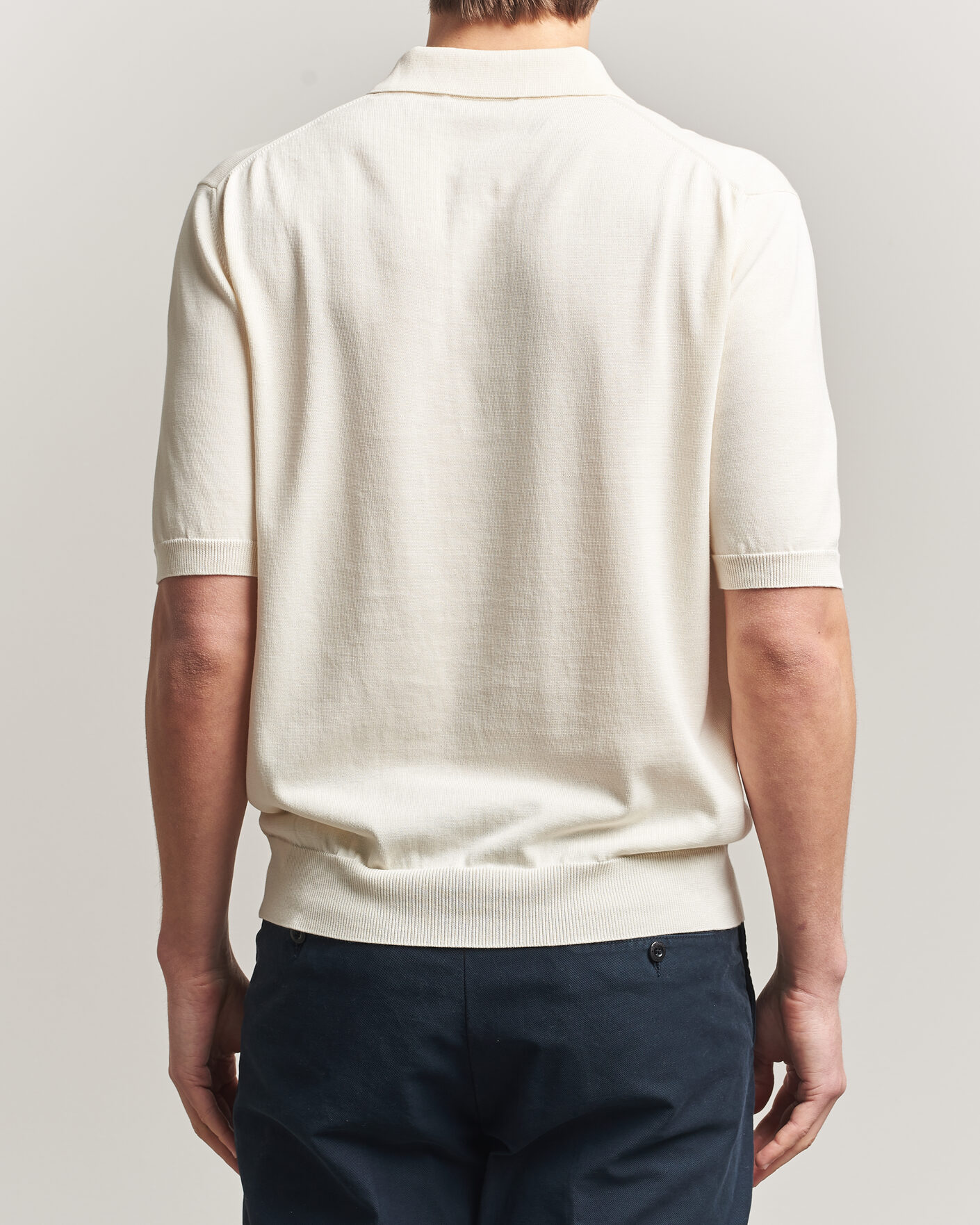 Heren | Polo's | Zanone | Knitted Cotton Polo Off White