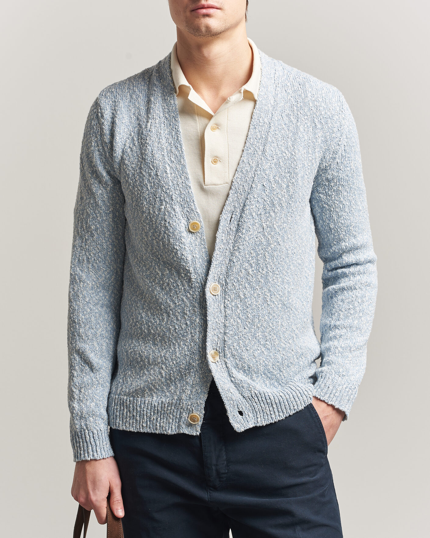 Heren | Truien | Zanone | Mouline Cardigan Sky Blue