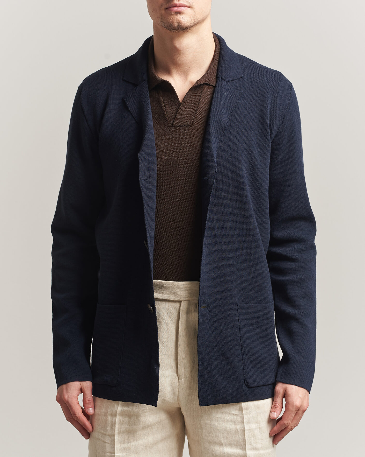 Homme | Blazers | Zanone | Knitted Cotton Blazer Navy