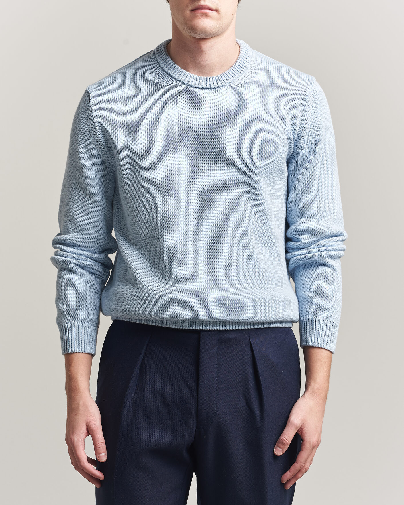 Homme | Pulls Et Tricots | Zanone | Soft Cotton Crew Neck Sweater Sky Blue