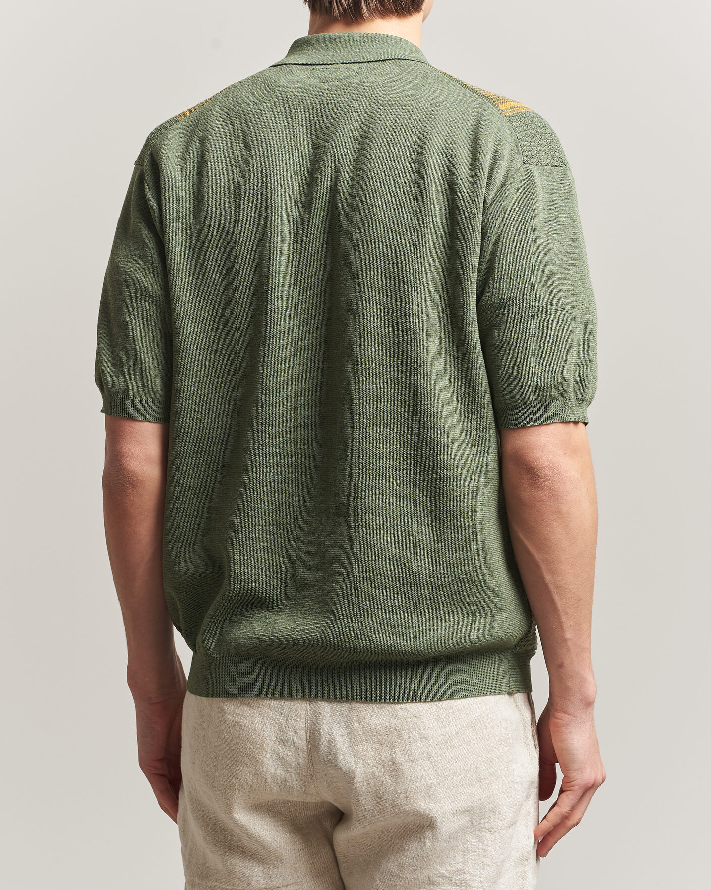 Homme | Polos | BEAMS PLUS | Zip Knit Striped Polo Olive