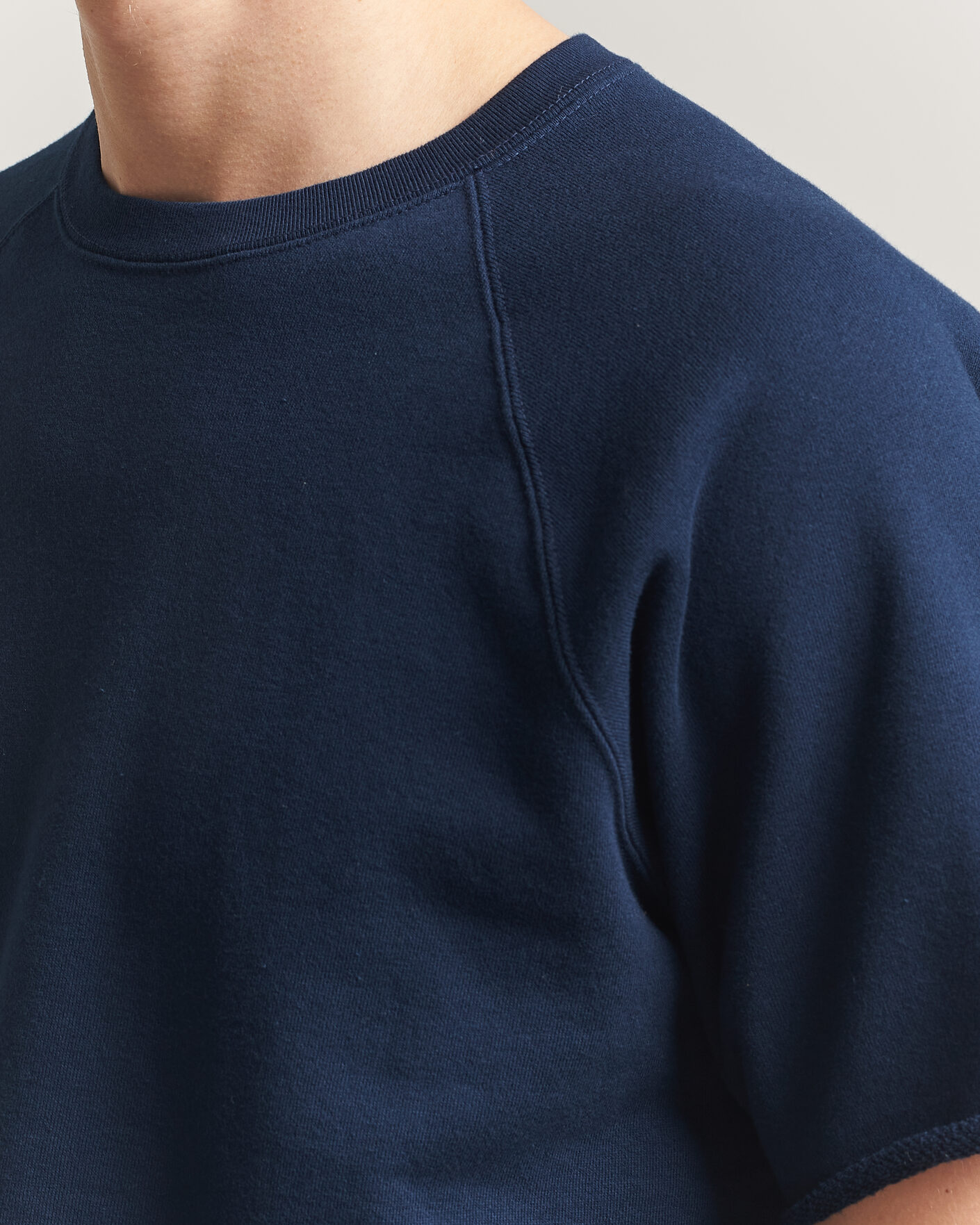 Homme | T-shirts | BEAMS PLUS | Short Sleeve Cut Off Sweat Navy