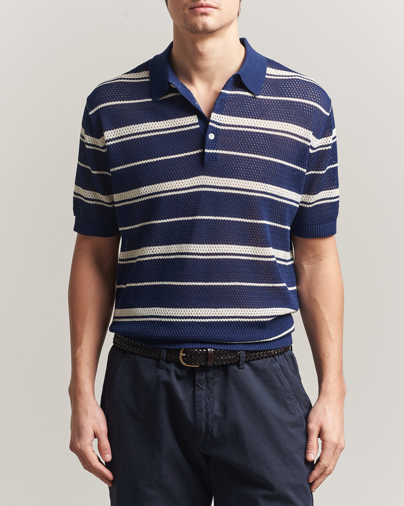 Homme | Polos | BEAMS PLUS | Short Sleeve Mesh Knit Polo Navy