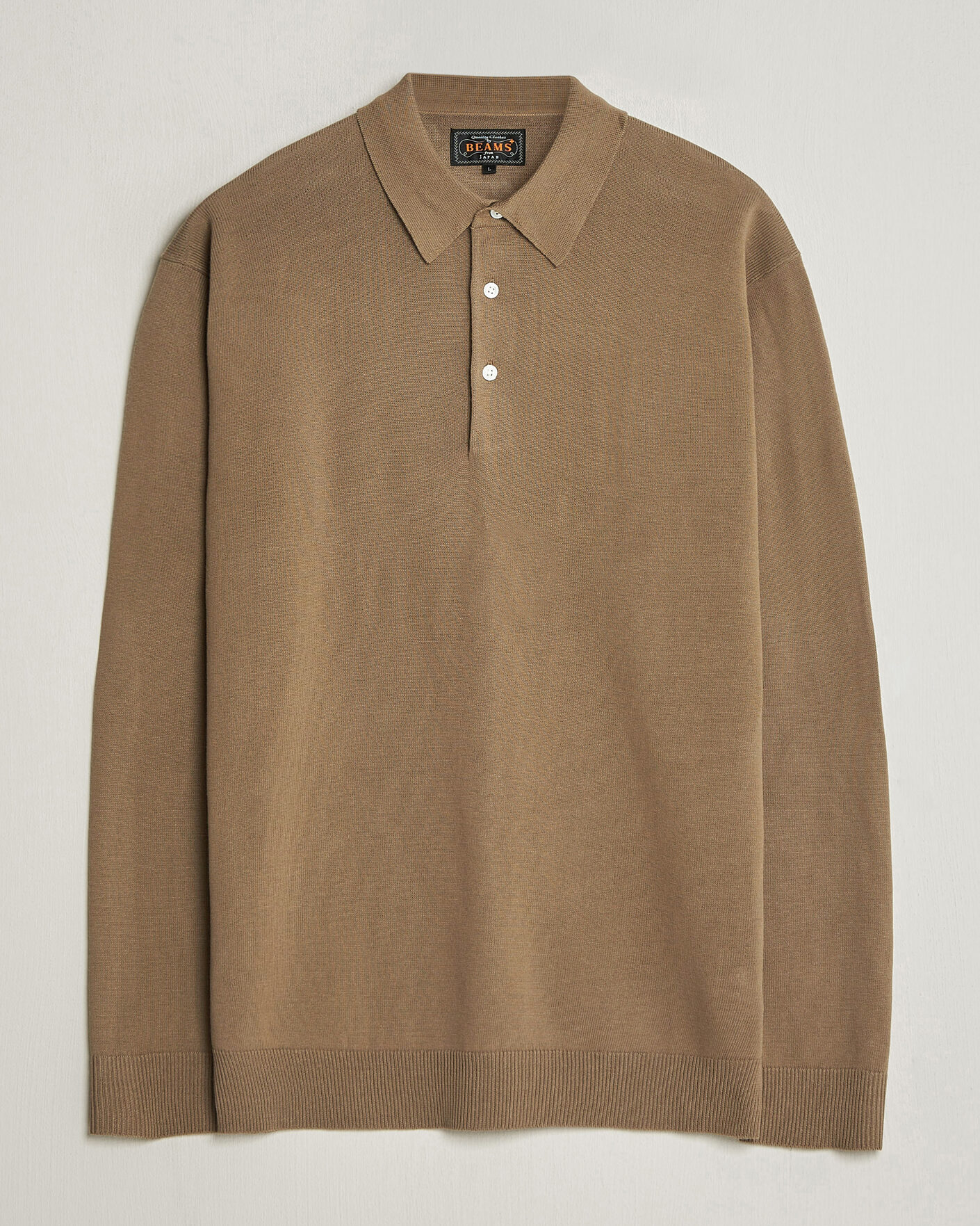 Heren | Polo's | BEAMS PLUS | Long Sleeve 12G Knit Polo Mocha