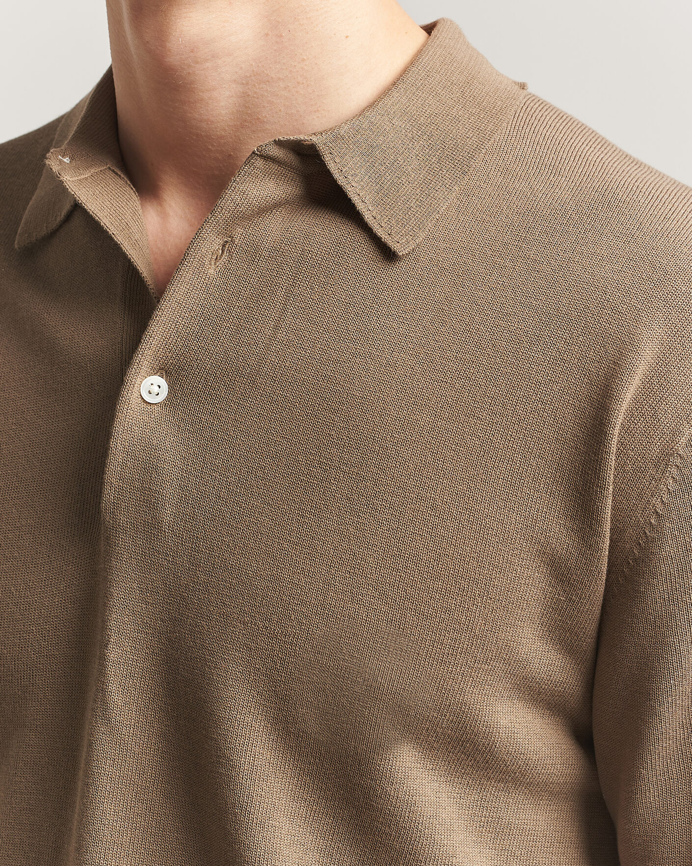 Heren | Polo's | BEAMS PLUS | Long Sleeve 12G Knit Polo Mocha