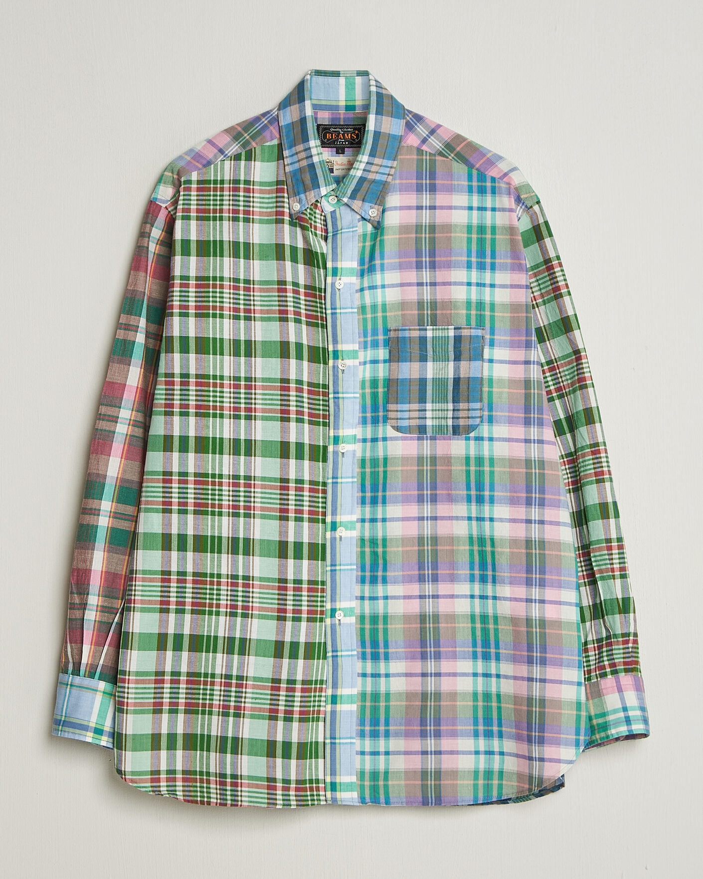 Heren | Overhemden | BEAMS PLUS | Patchwork Madras Shirt Multicolour
