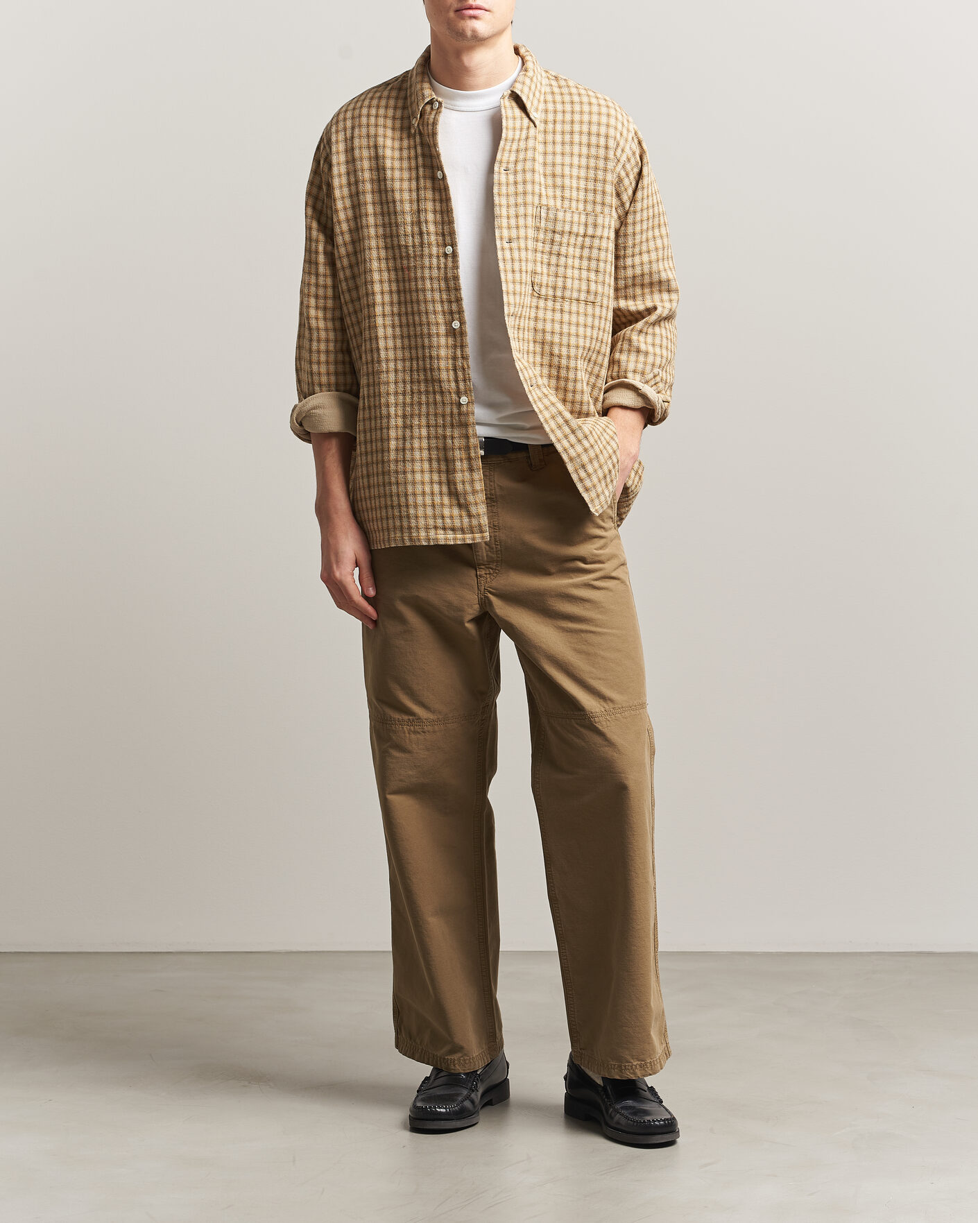 Homme | Chemises | BEAMS PLUS | Panama Plaid Button Down Shirt Beige