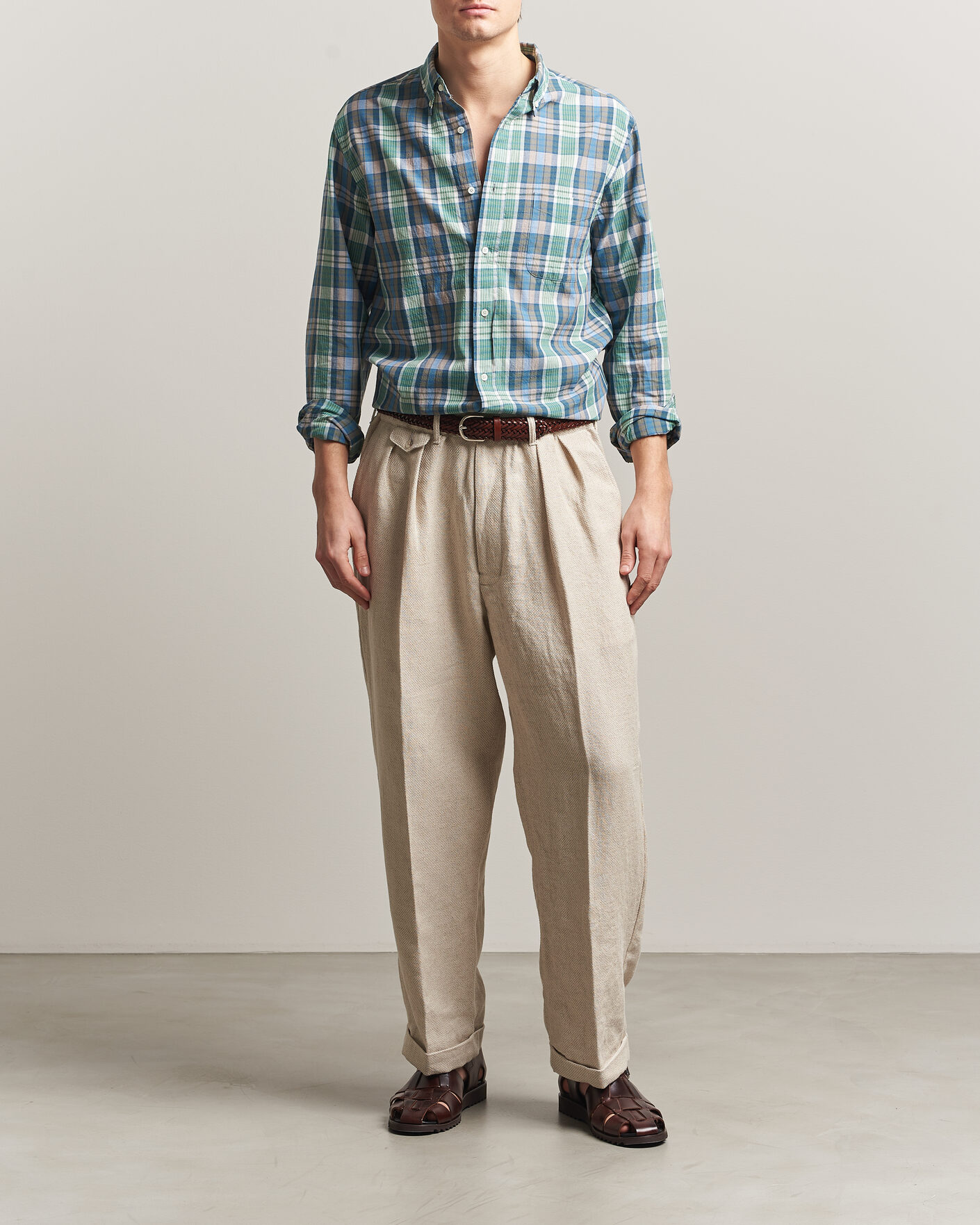 Heren | Overhemden | BEAMS PLUS | Madras Button Down Shirt Blue