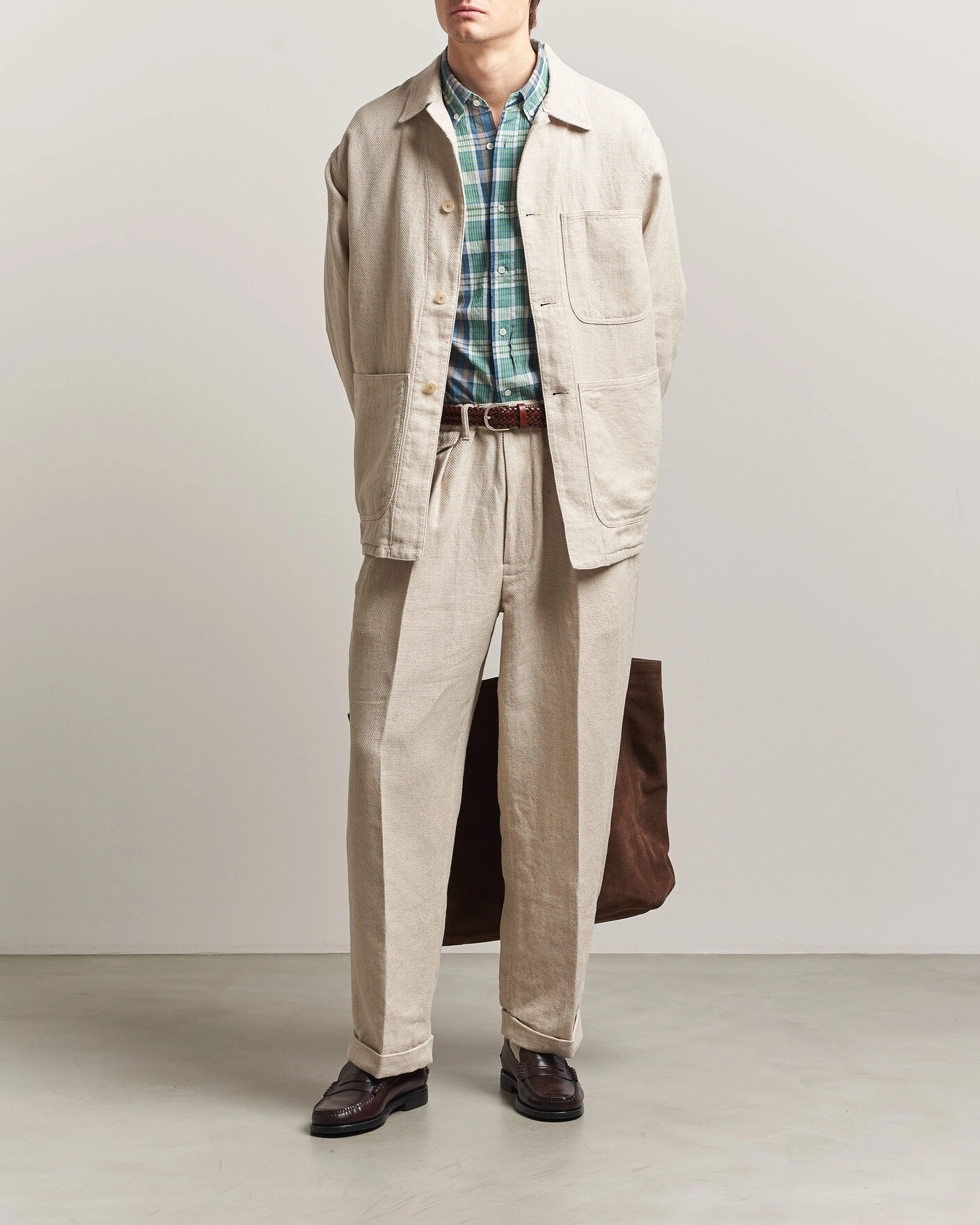 Heren | Broeken | BEAMS PLUS | Cotton/Linen Pleated Trousers Off White
