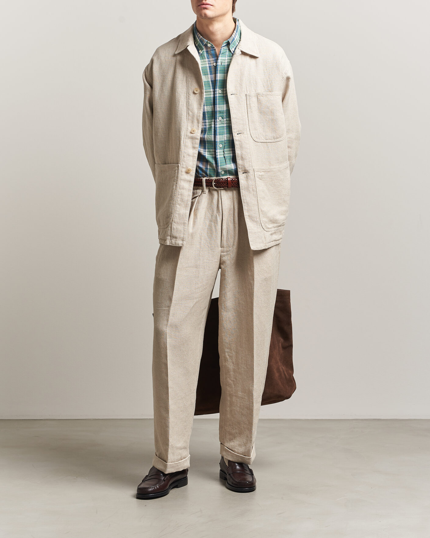 Heren | Broeken | BEAMS PLUS | Cotton/Linen Pleated Trousers Off White