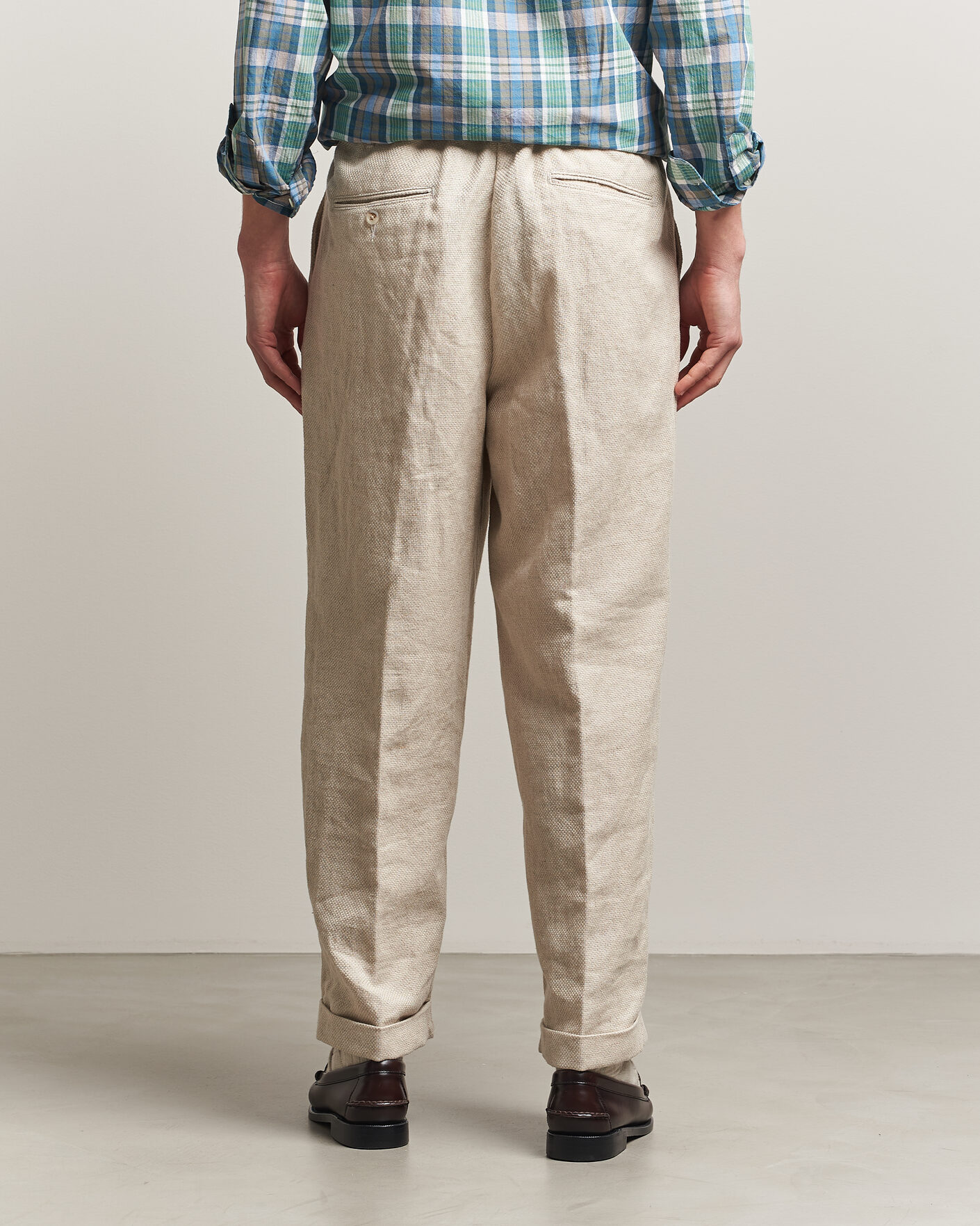 Heren | Broeken | BEAMS PLUS | Cotton/Linen Pleated Trousers Off White