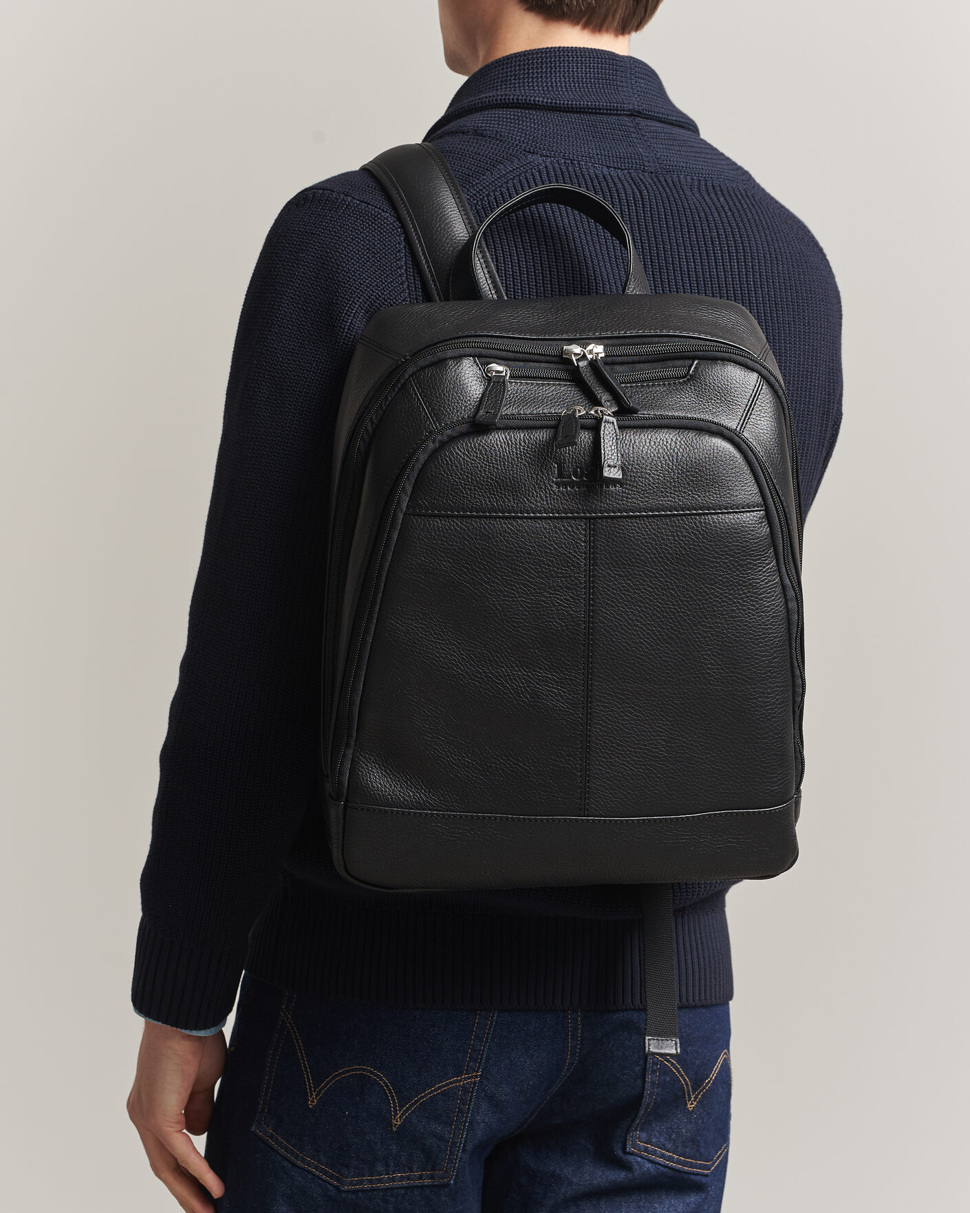 Heren | Tassen | Loake Shoemakers | Waterloo Grained Leather Backpack Black