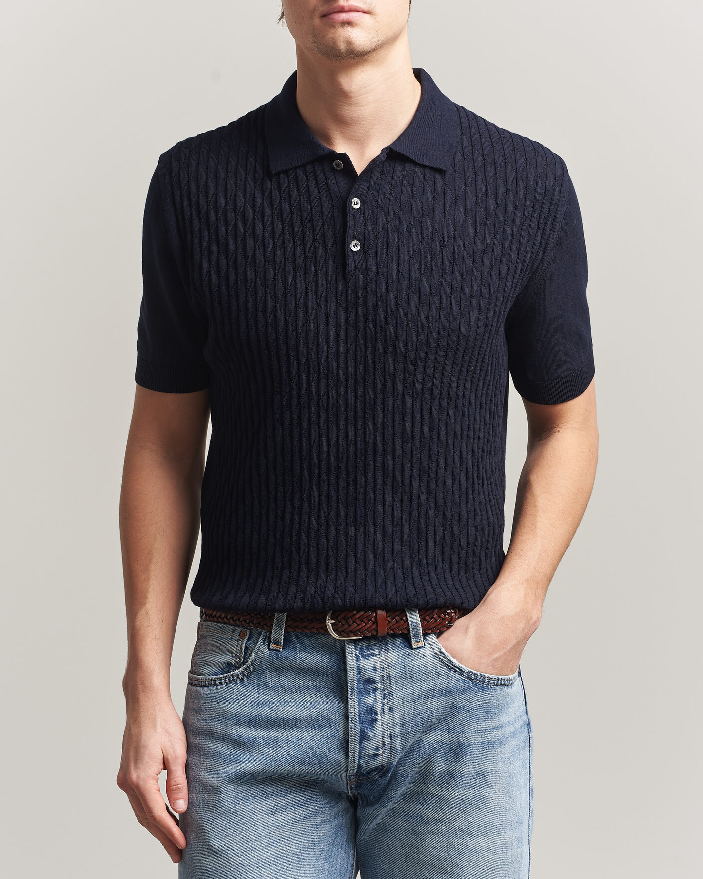 Homme | Polos | Baracuta | Pattern Stich Polo Navy
