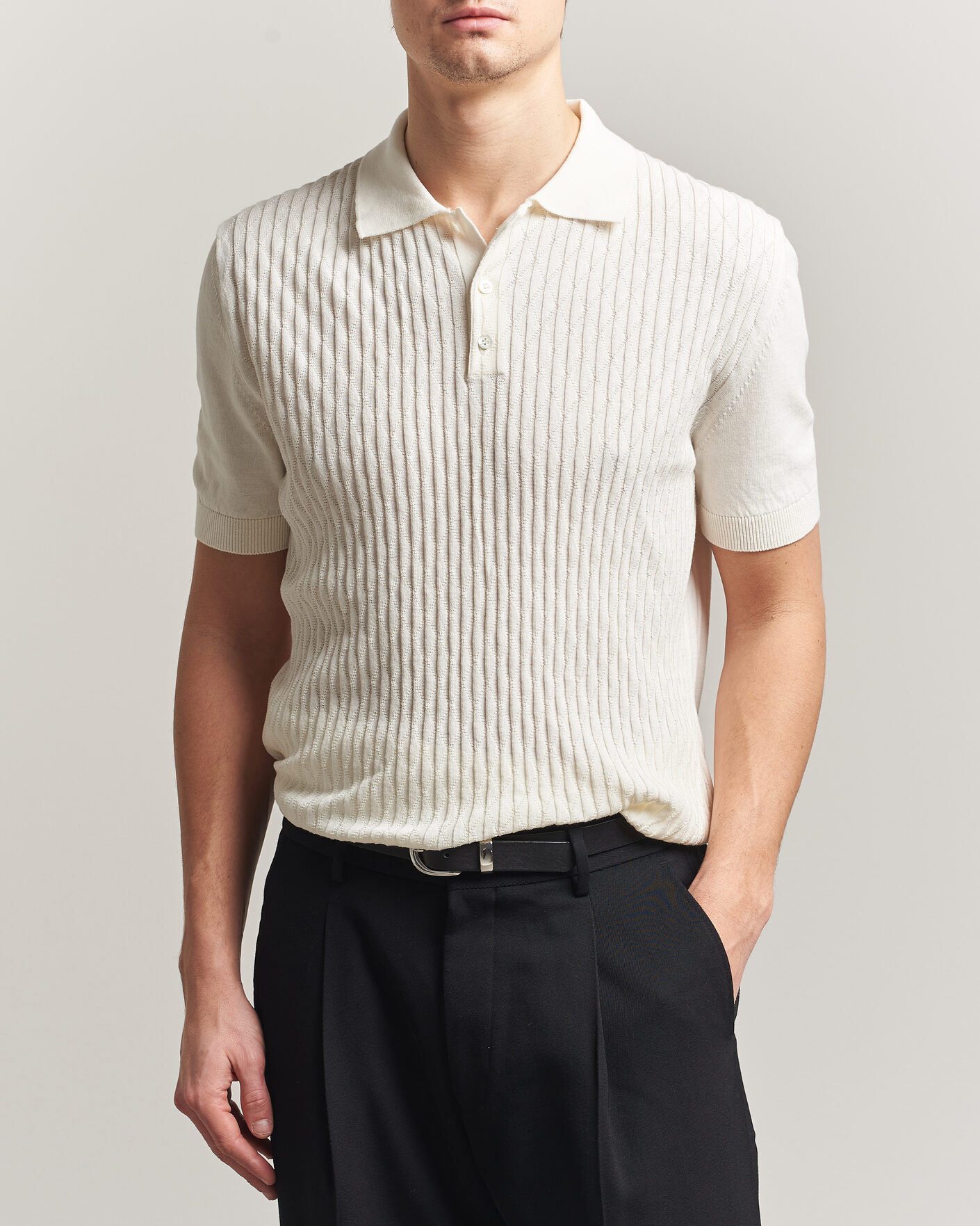 Homme | Polos | Baracuta | Pattern Stich Polo Off White