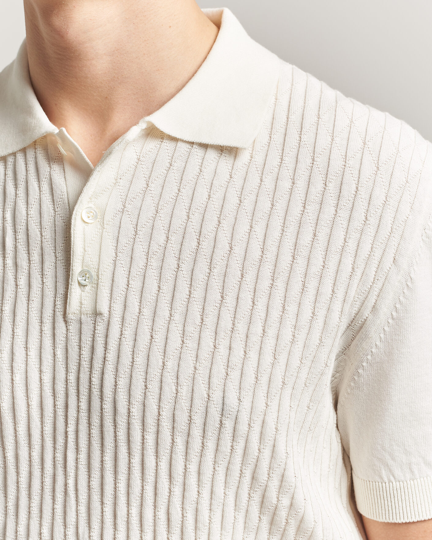 Homme | Polos | Baracuta | Pattern Stich Polo Off White