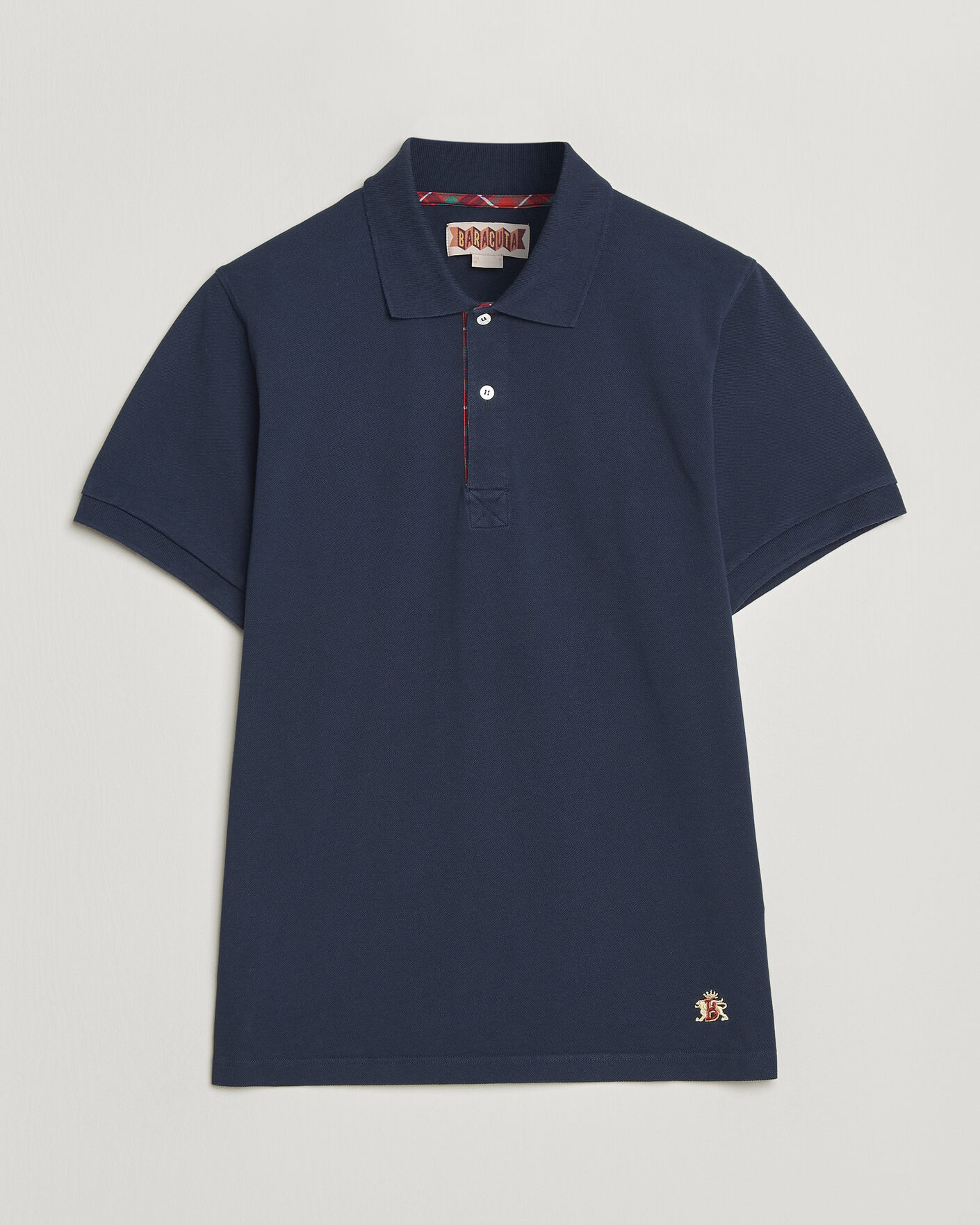 Heren | Polo's | Baracuta | Tartan Placket Piquet Polo Navy