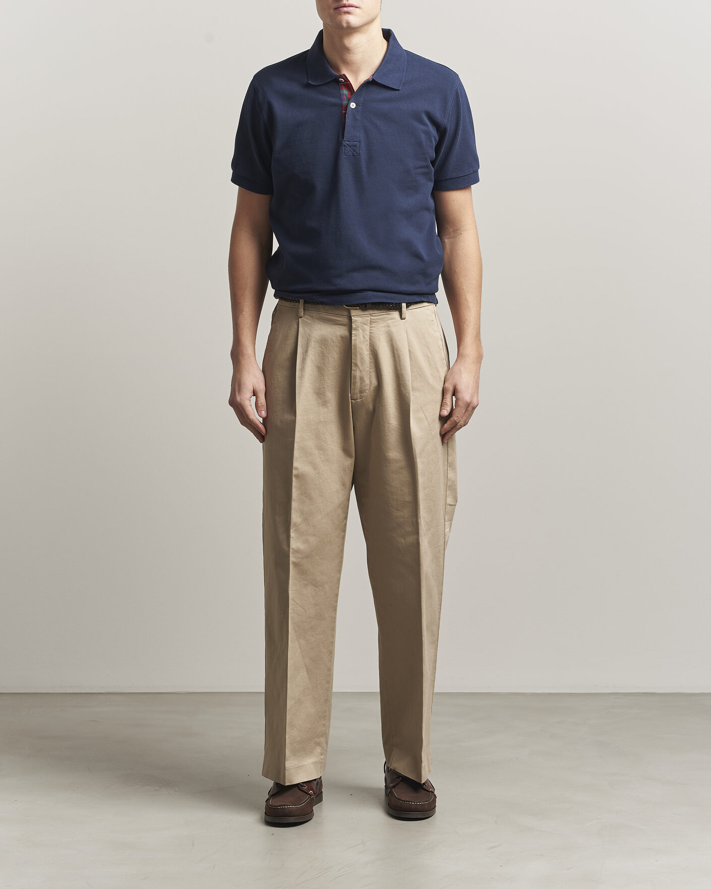 Heren | Polo's | Baracuta | Tartan Placket Piquet Polo Navy