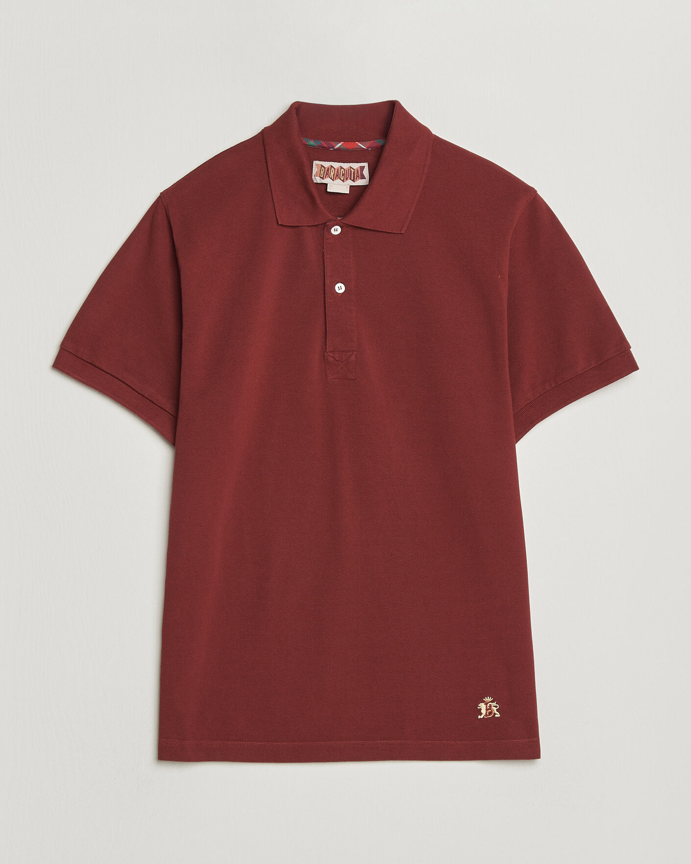 Homme | Polos | Baracuta | Tartan Placket Piquet Polo Oxblood