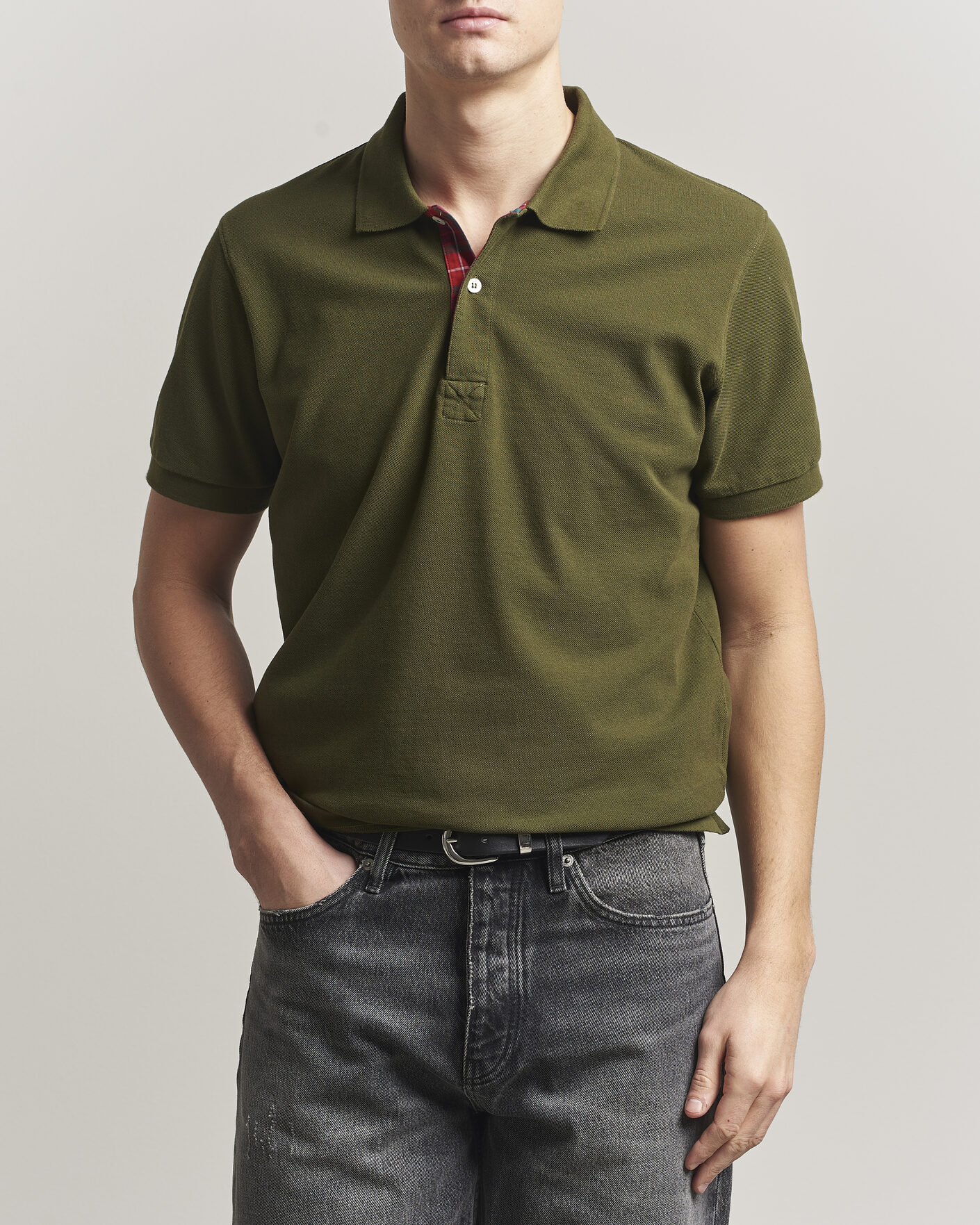 Heren | Polo's | Baracuta | Tartan Placket Piquet Polo Beech