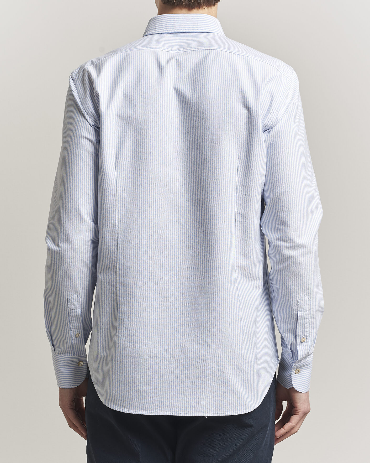 Heren | Overhemden | Grigio | Oxford Button Down Shirt Light Blue Stripe