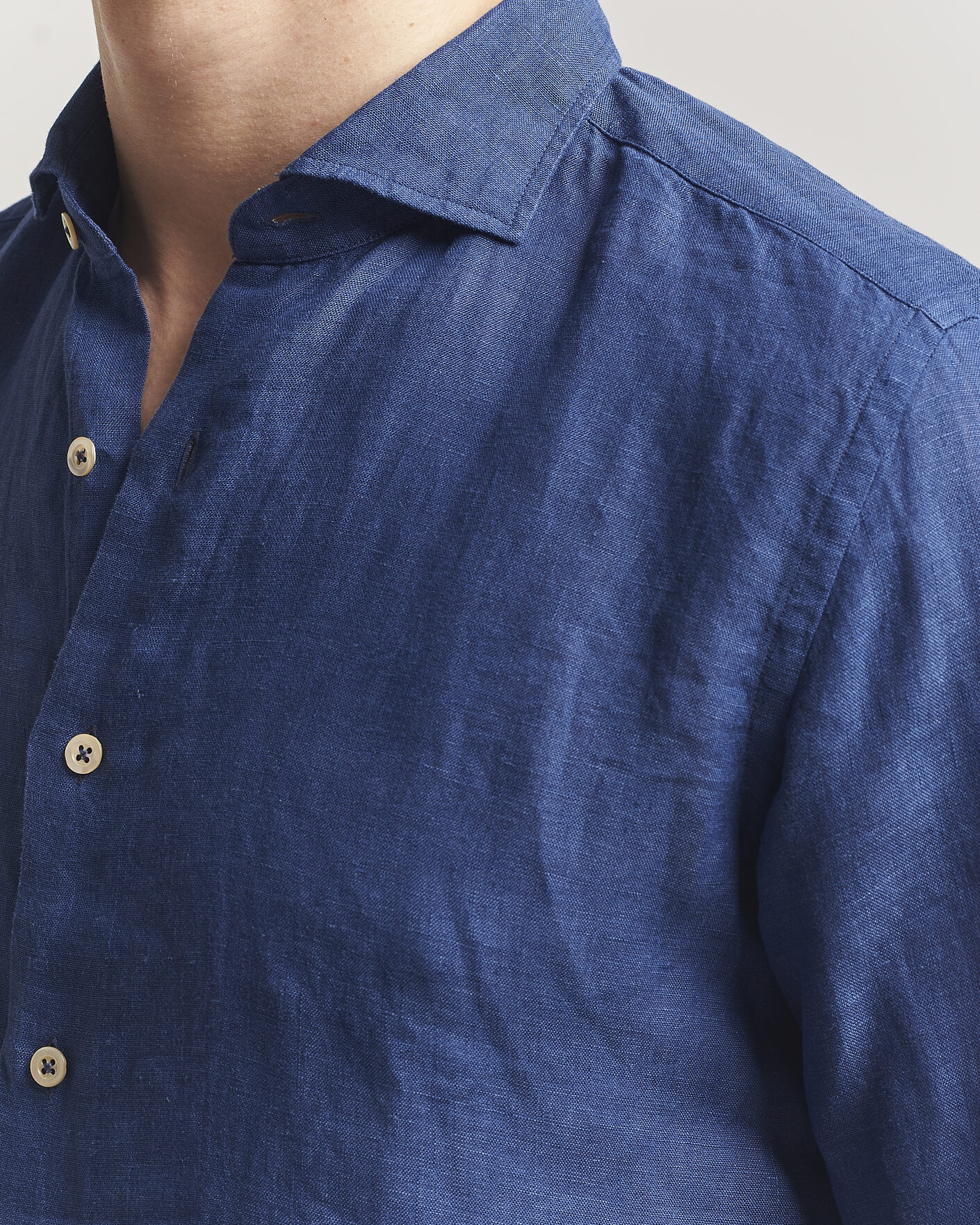 Homme | Chemises | Grigio | Washed Linen Shirt Navy