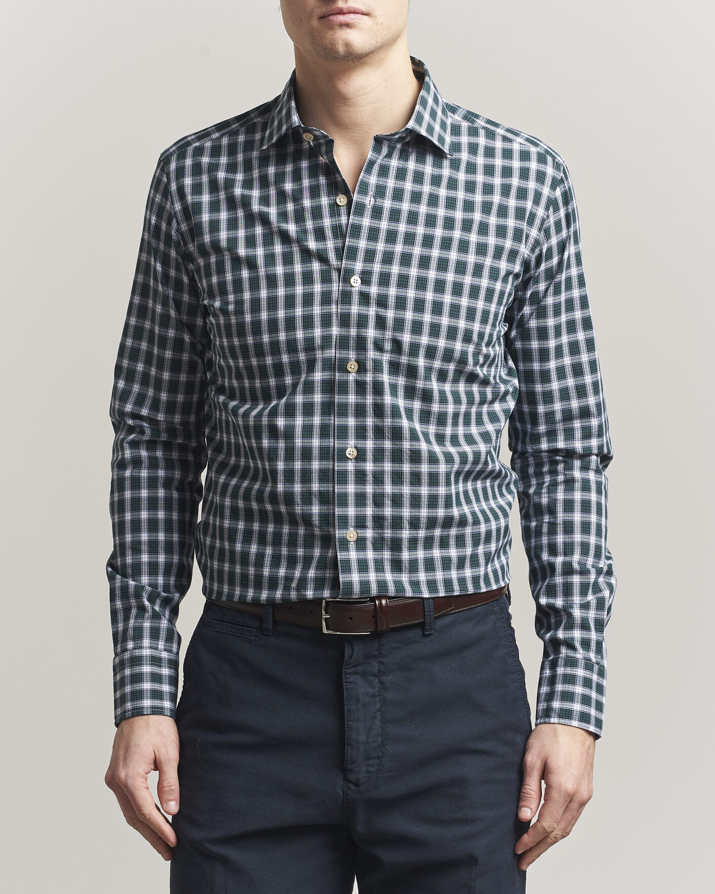 Homme | Chemises | Grigio | Washed Casual Shirt Green Check