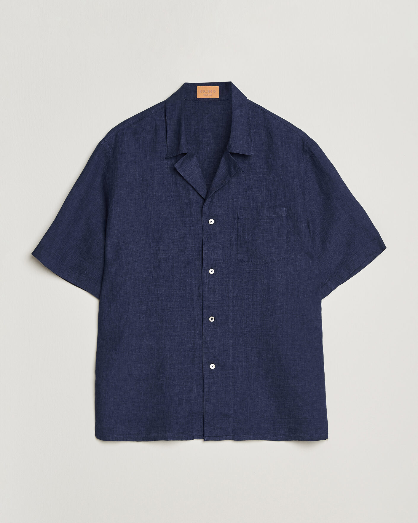Homme | Chemises | Grigio | Linen Camp Collar Shirt Navy