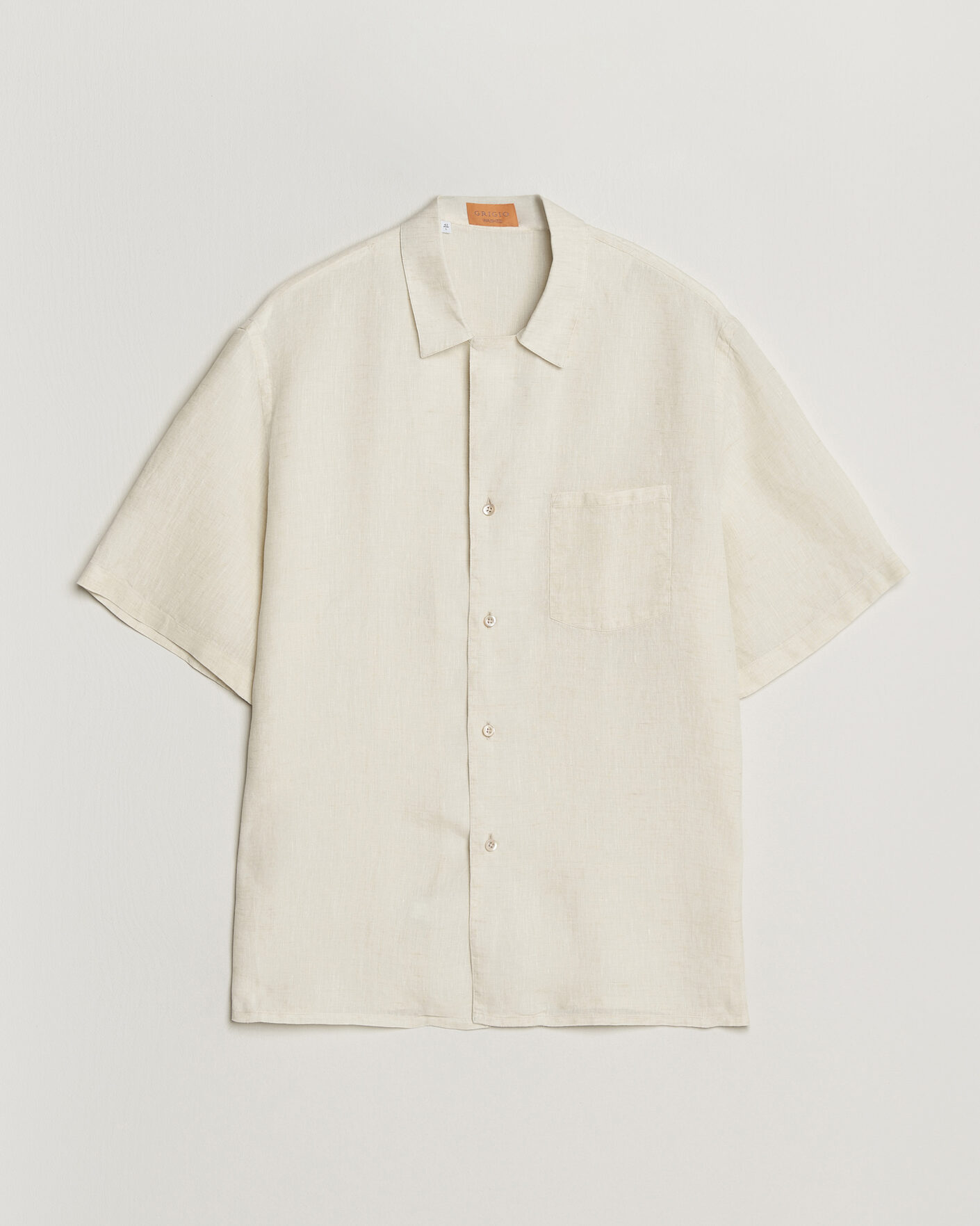 Heren | Overhemden | Grigio | Linen Camp Collar Shirt White