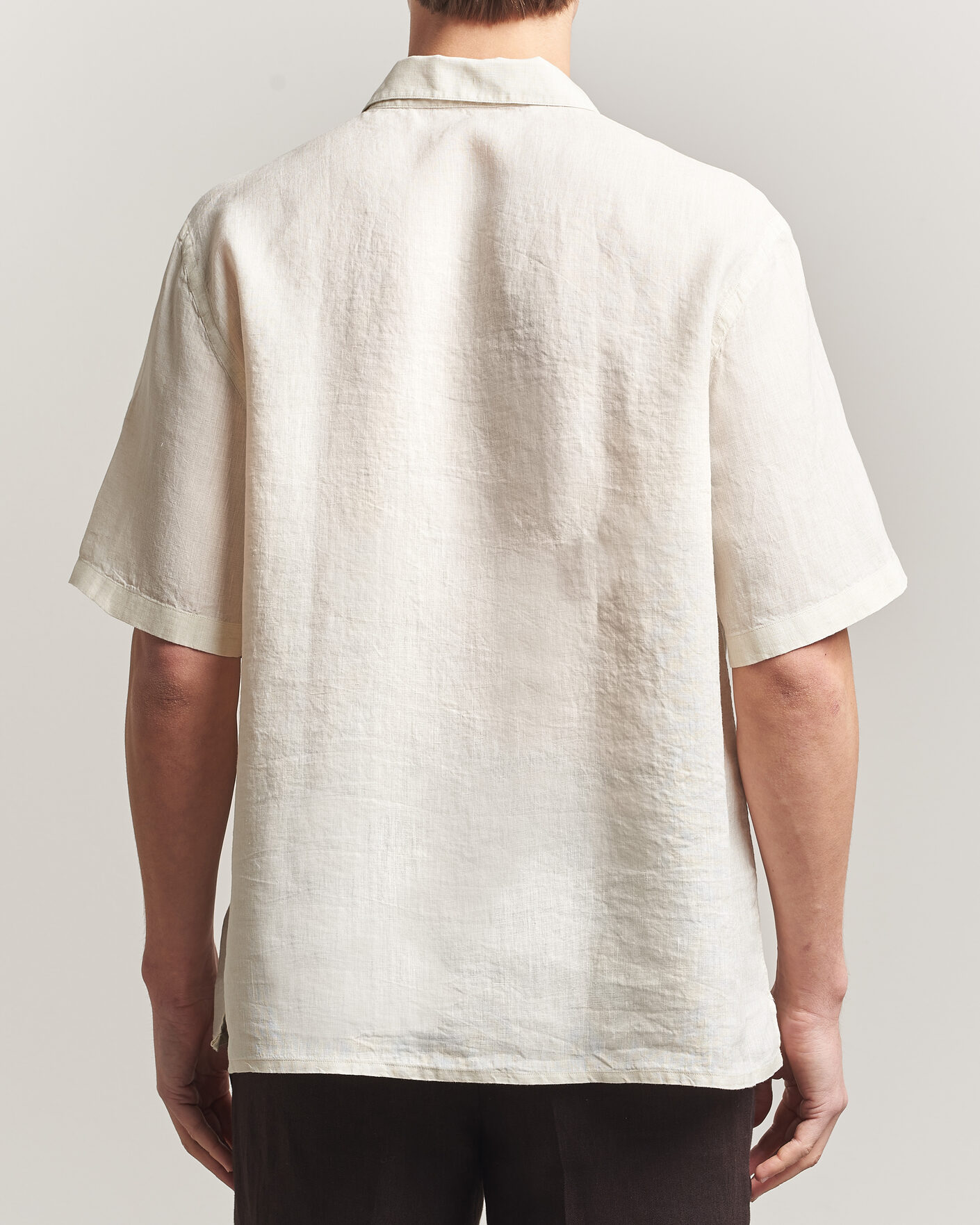 Homme | Chemises | Grigio | Linen Camp Collar Shirt White