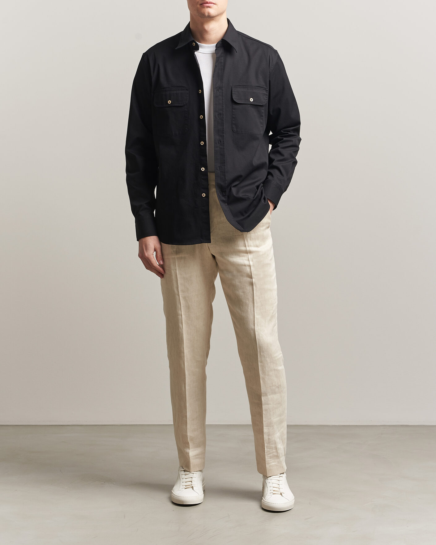 Homme | Chemises | Grigio | Illinois Cotton Overshirt Black