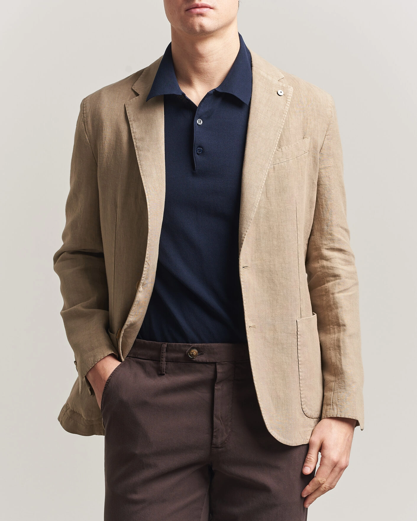 Heren | Blazers | L.B.M. 1911 | Jack Regular Fit Linen Blazer Taupe